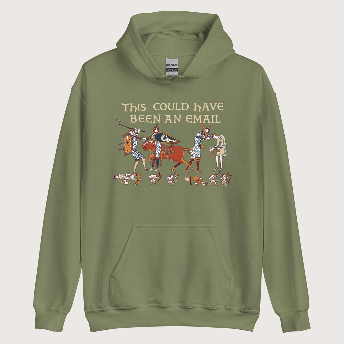 Military Green Bayeux Tapestry This Could Have Been an Email Hoodie - history buff gift by HistoHead