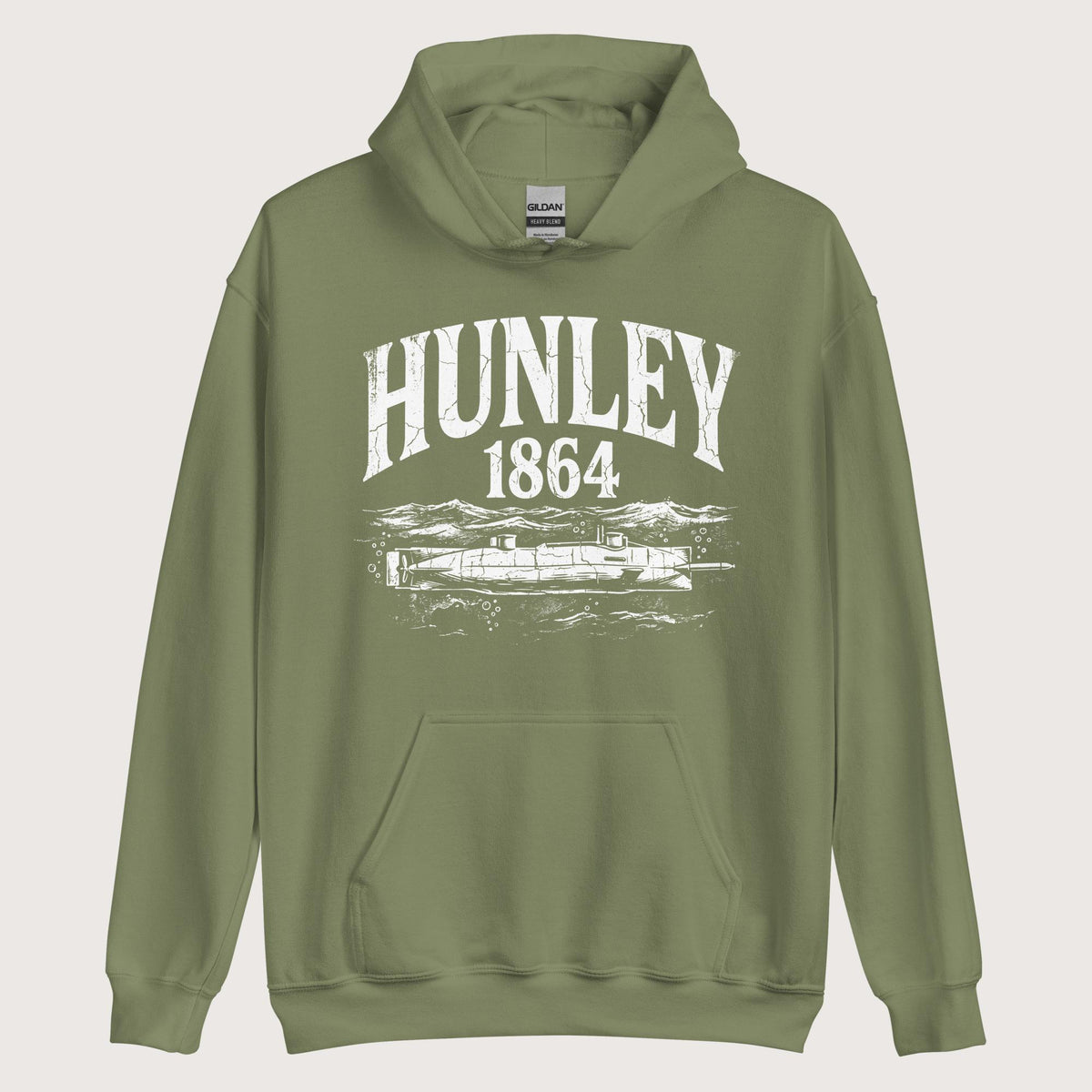 Military Green Hunley Submarine Hoodie - history buff gift by HistoHead