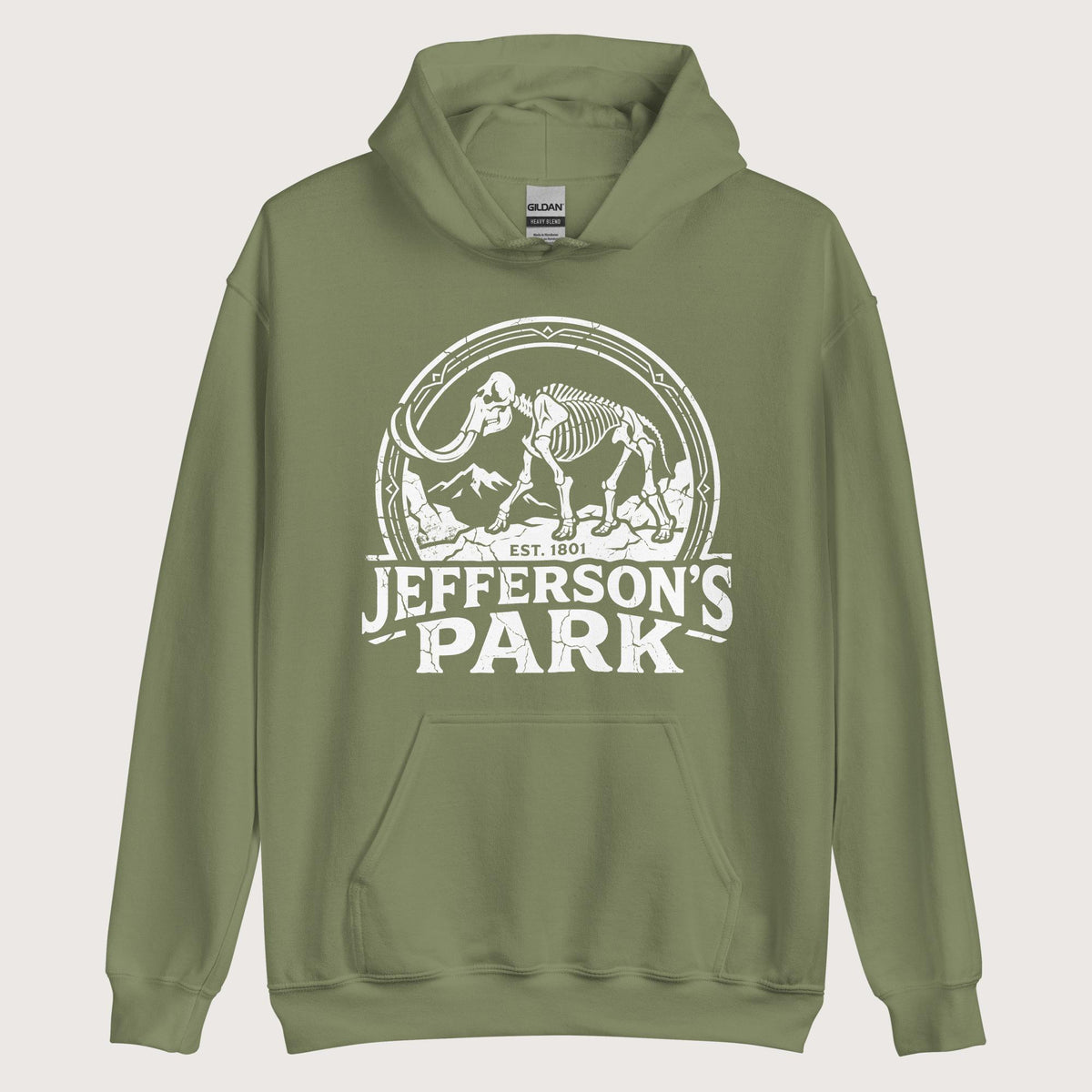 Military Green Jefferson's Park Hoodie - history buff gift by HistoHead