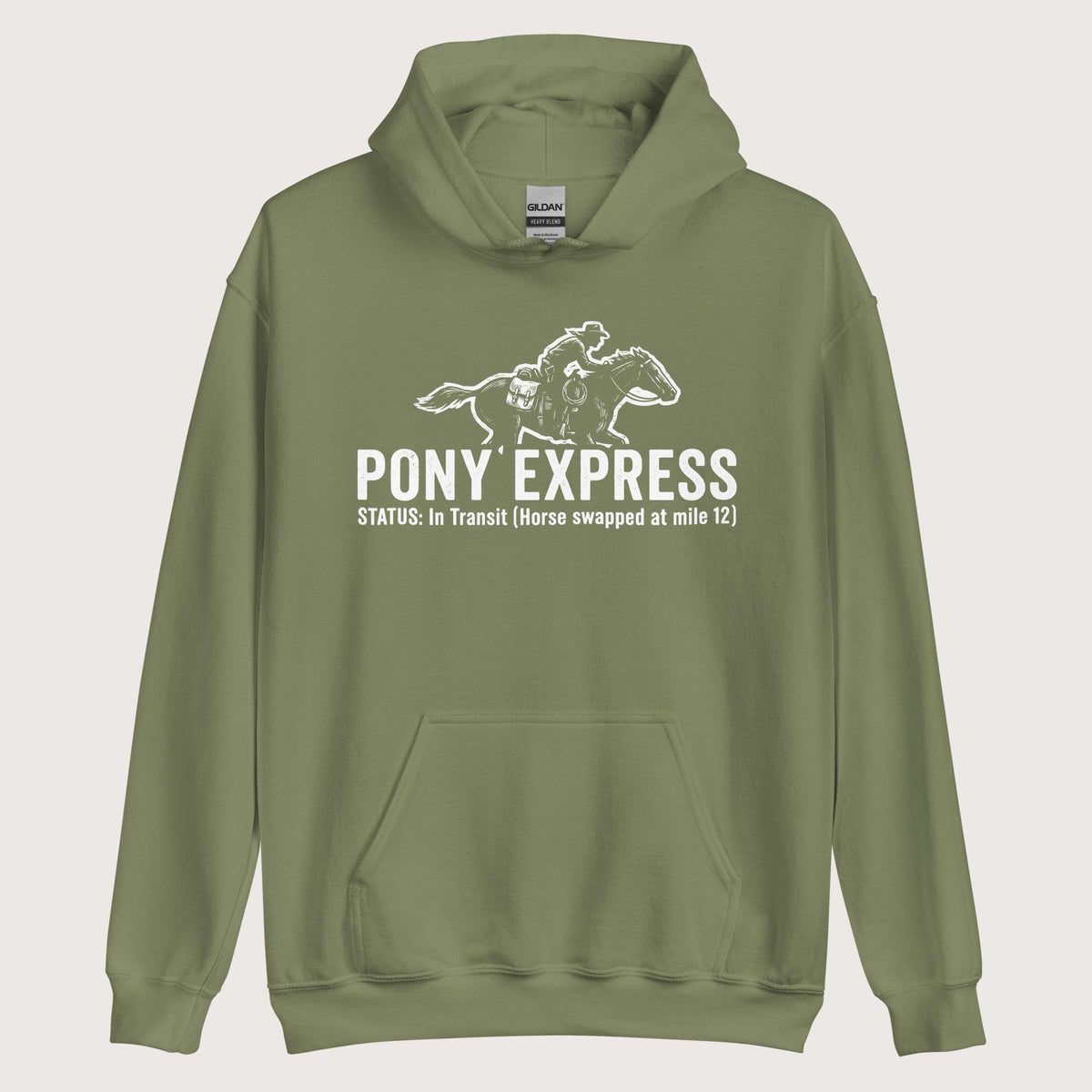 Military Green Pony Express Hoodie - history buff gift by HistoHead