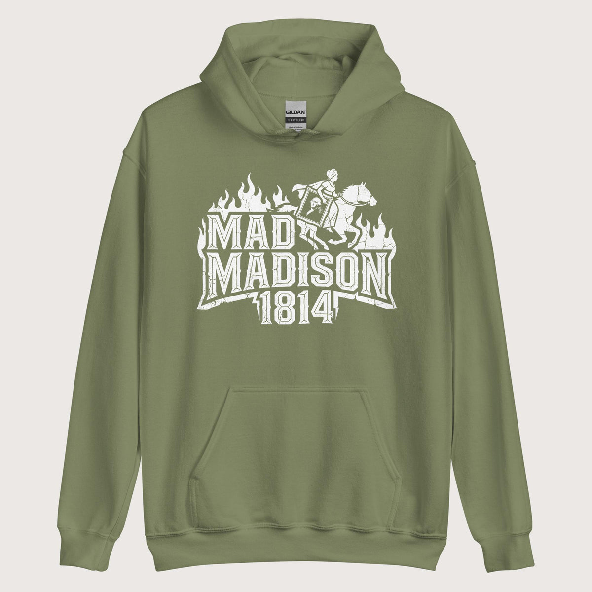 Military Green Mad Madison Hoodie - history buff gift by HistoHead