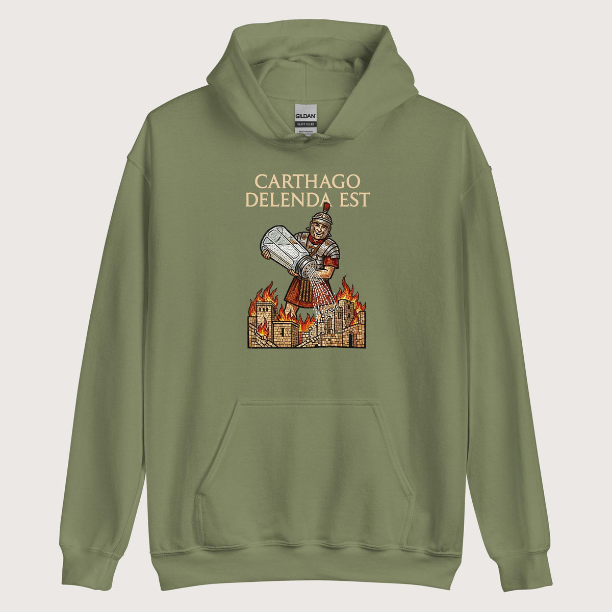 Military Green Salting Carthage Hoodie - history buff gift by HistoHead