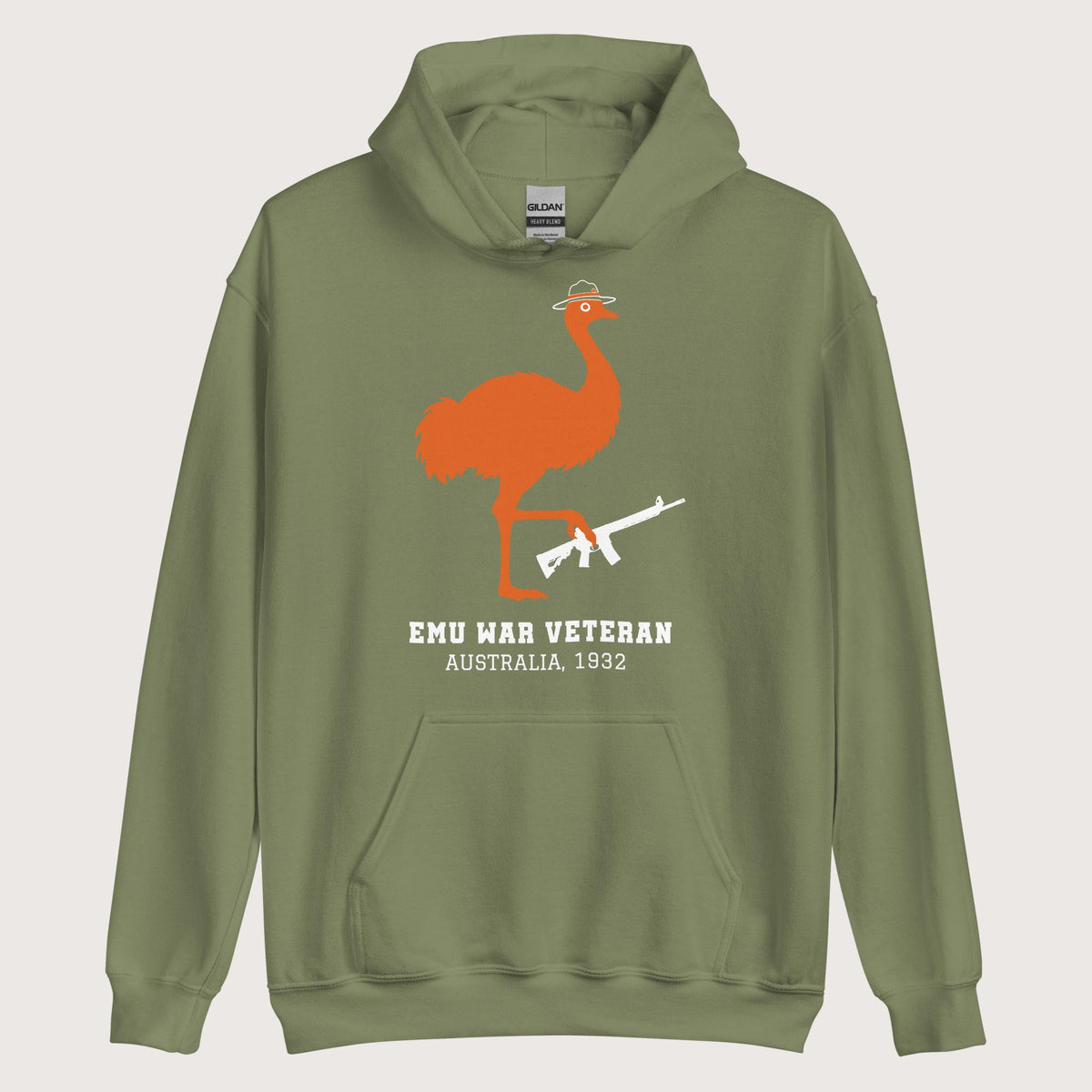 Military Green Emu War Veteran Hoodie - history buff gift by HistoHead