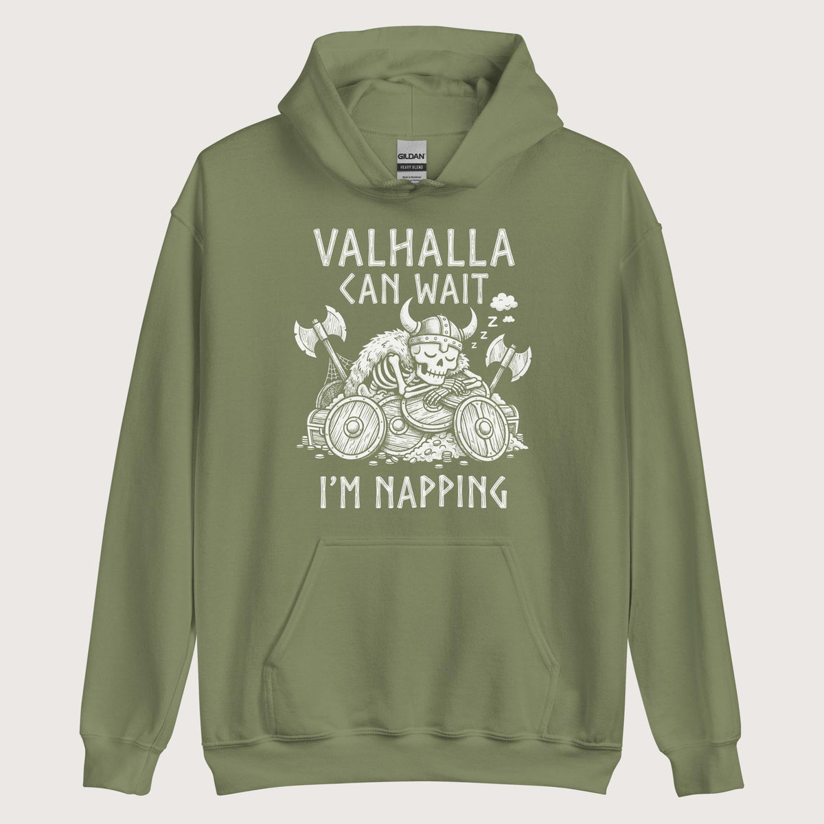 Military Green Valhalla Can Wait Hoodie - history buff gift by HistoHead