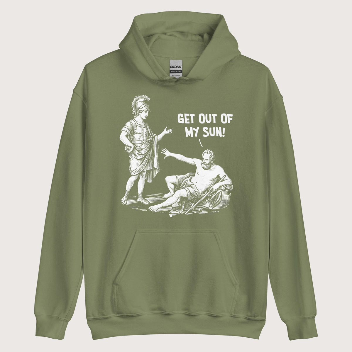 Military Green Diogenes: Get Out of My Sun Hoodie - history buff gift by HistoHead