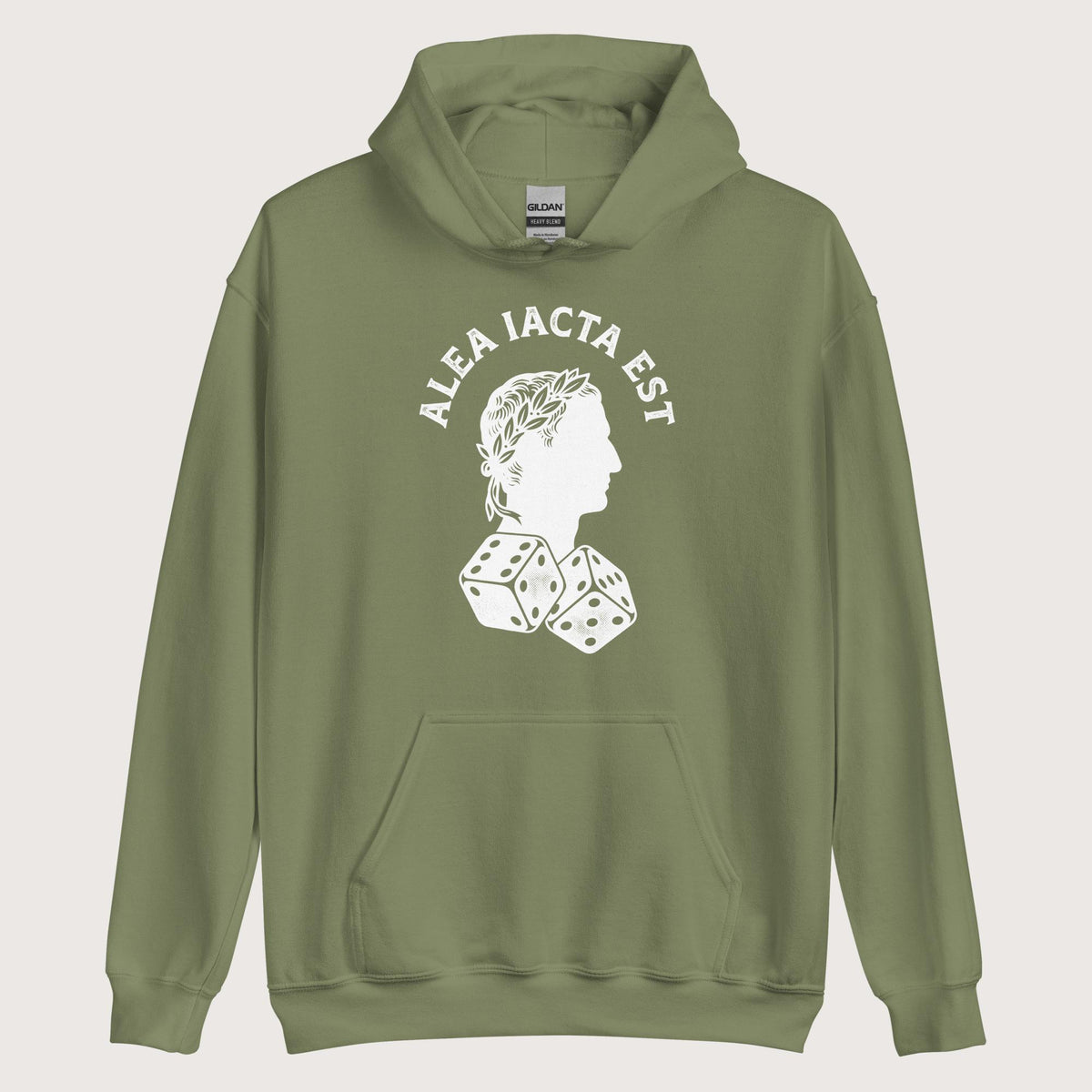 Military Green Alea Iacta Est Caesar Quote Hoodie - history buff gift by HistoHead