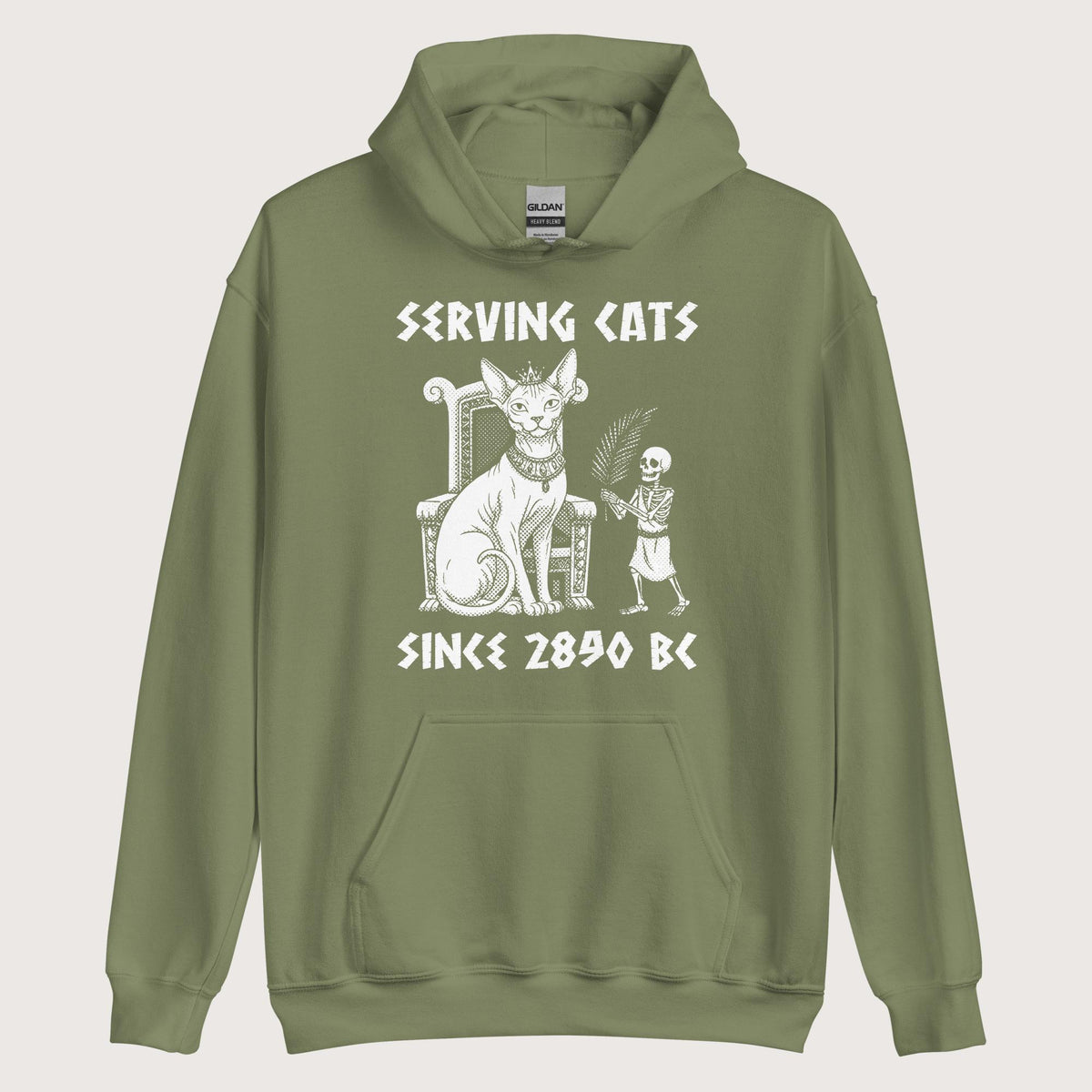 Military Green Serving Cats Since 2890 BC Hoodie - history buff gift by HistoHead