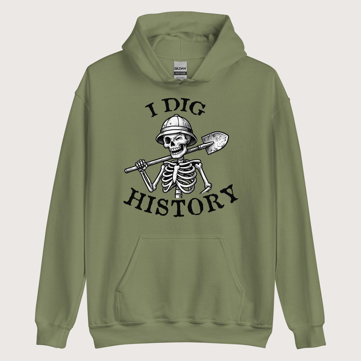 Military Green I Dig History Hoodie - history buff gift by HistoHead