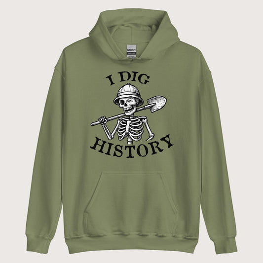 Military Green I Dig History Hoodie - history buff gift by HistoHead