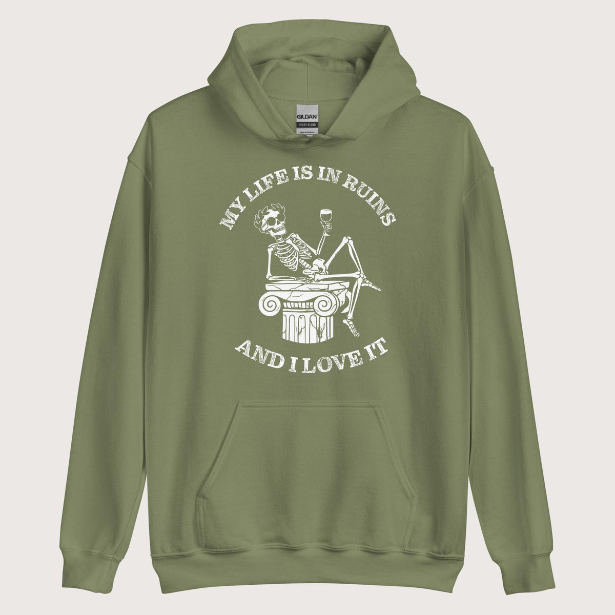 Military Green My Life is in Ruins Hoodie - history buff gift by HistoHead