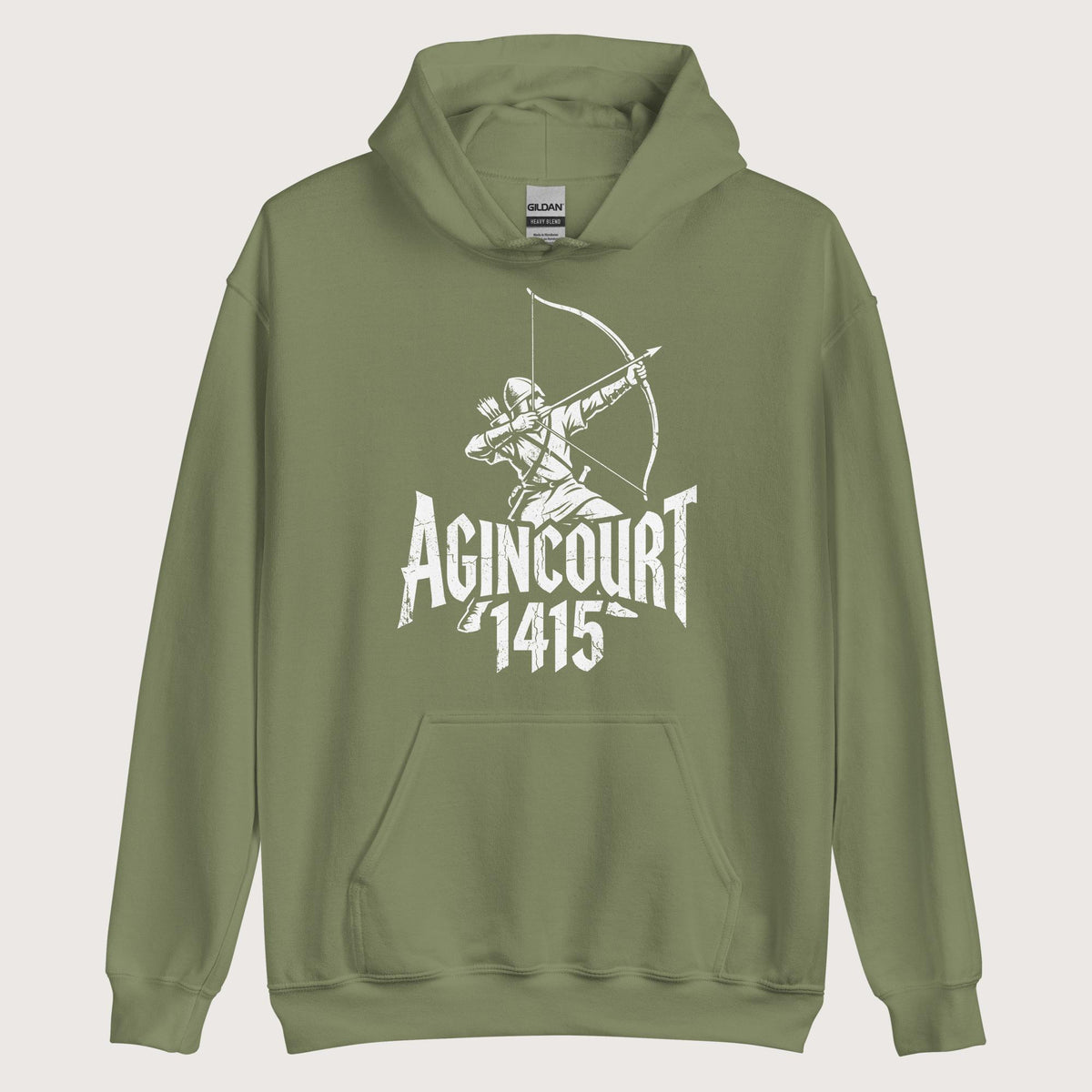 Military Green Agincourt 1415 Longbowman Hoodie - history buff gift by HistoHead