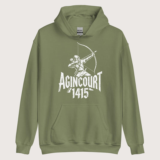 Military Green Agincourt 1415 Longbowman Hoodie - history buff gift by HistoHead
