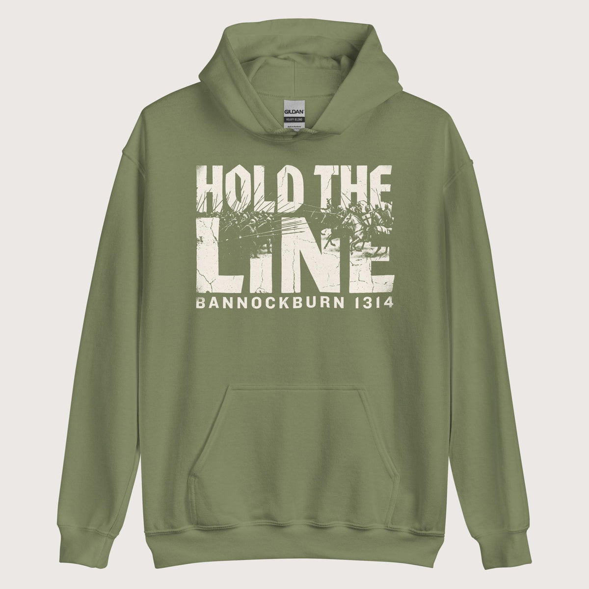 Military Green Hold The Line Bannockburn 1314 Hoodie - history buff gift by HistoHead