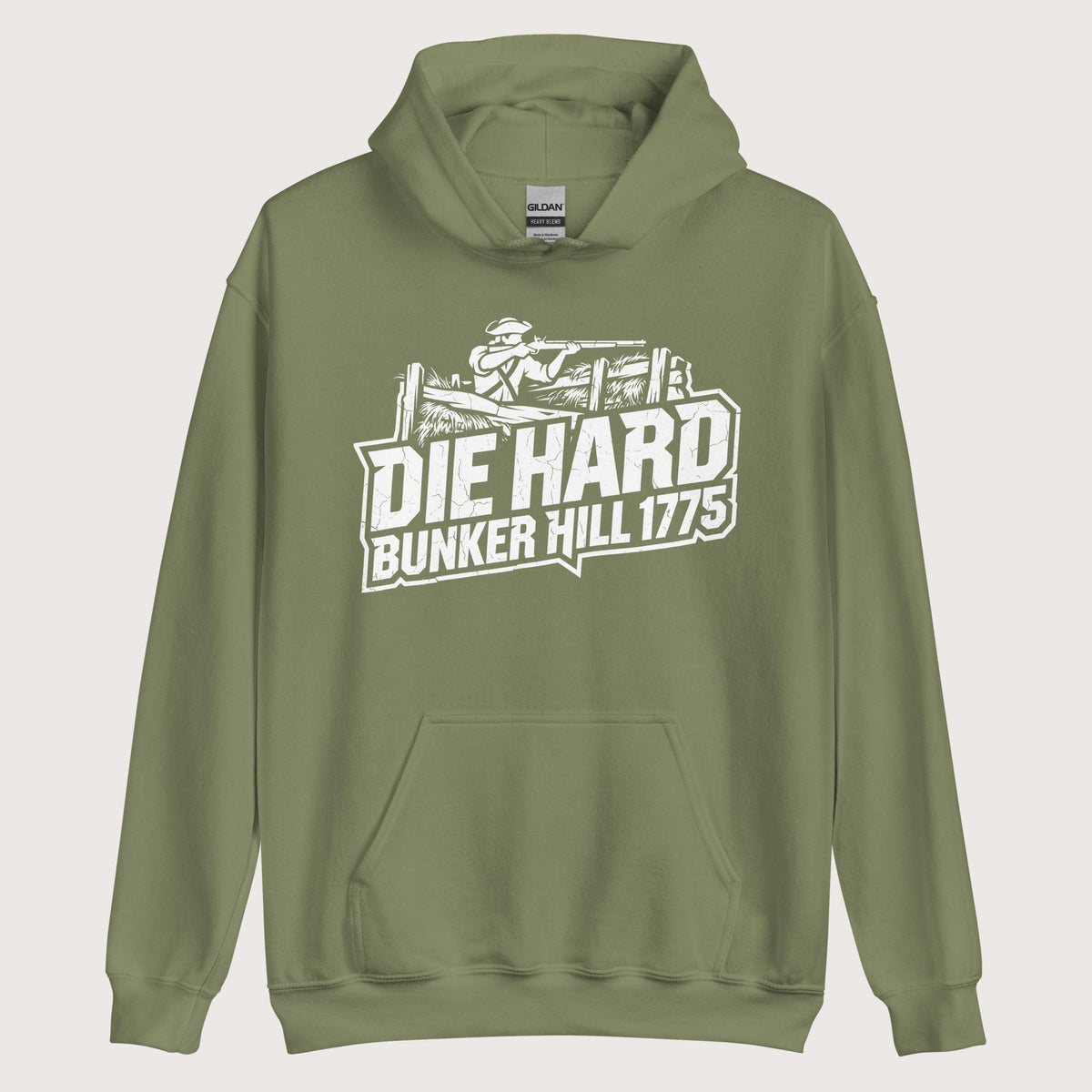 Military Green Die Hard Bunker Hill 1775 Hoodie - history buff gift by HistoHead