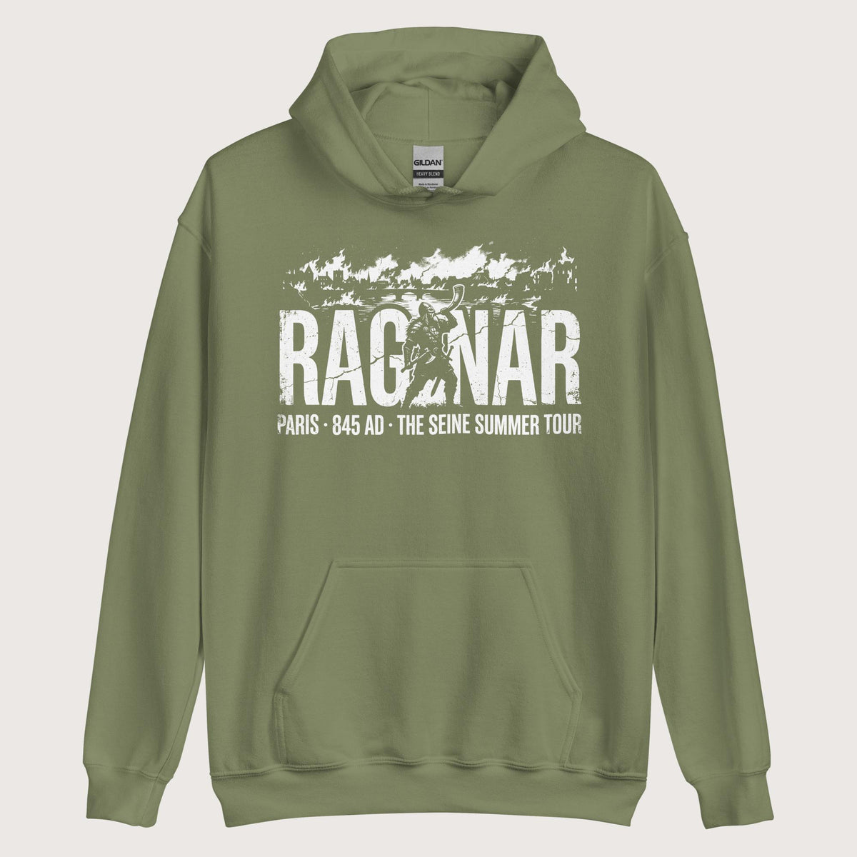 Military Green Ragnar The Seine Summer Tour Hoodie - history buff gift by HistoHead