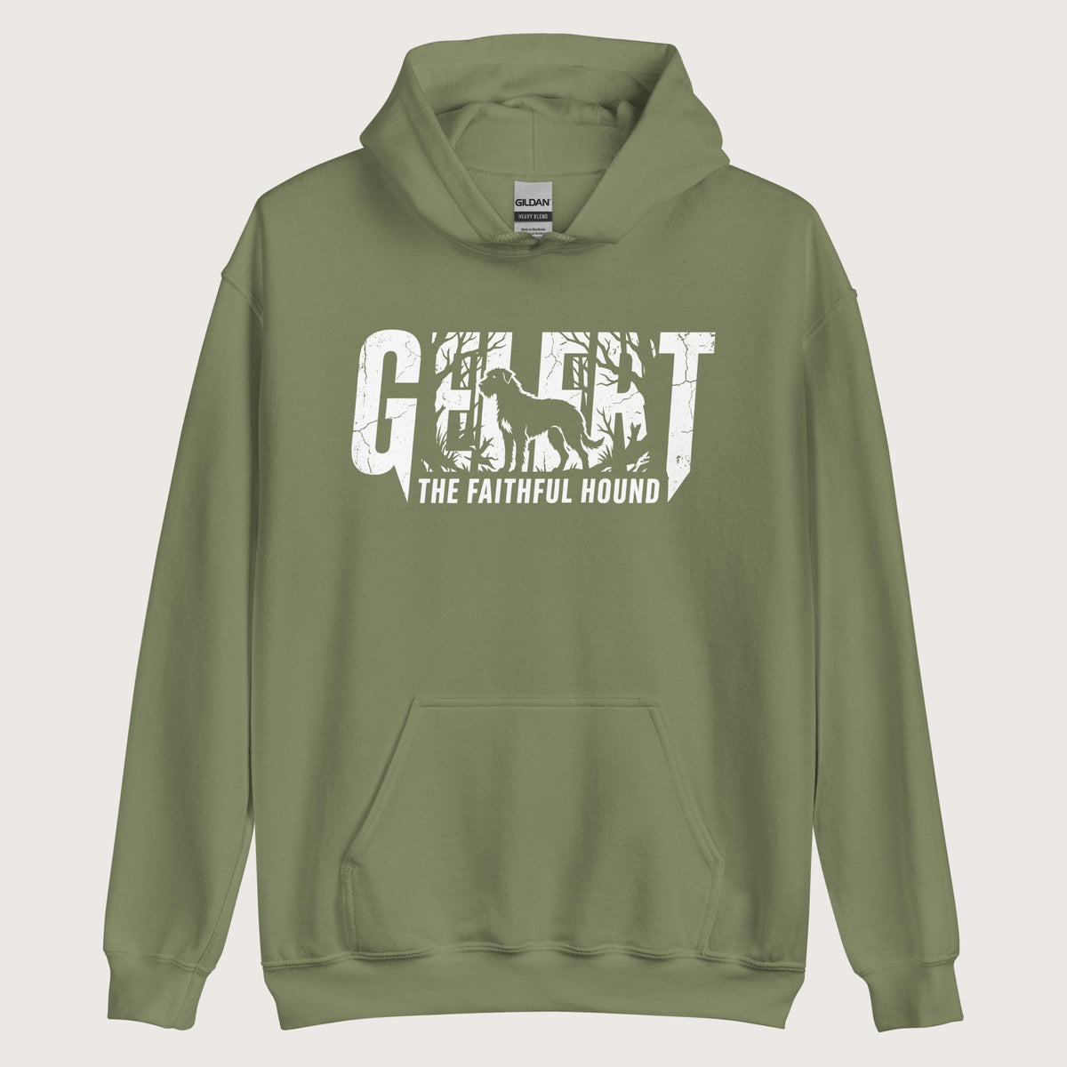 Military Green Gelert The Faithful Hound Hoodie - history buff gift by HistoHead