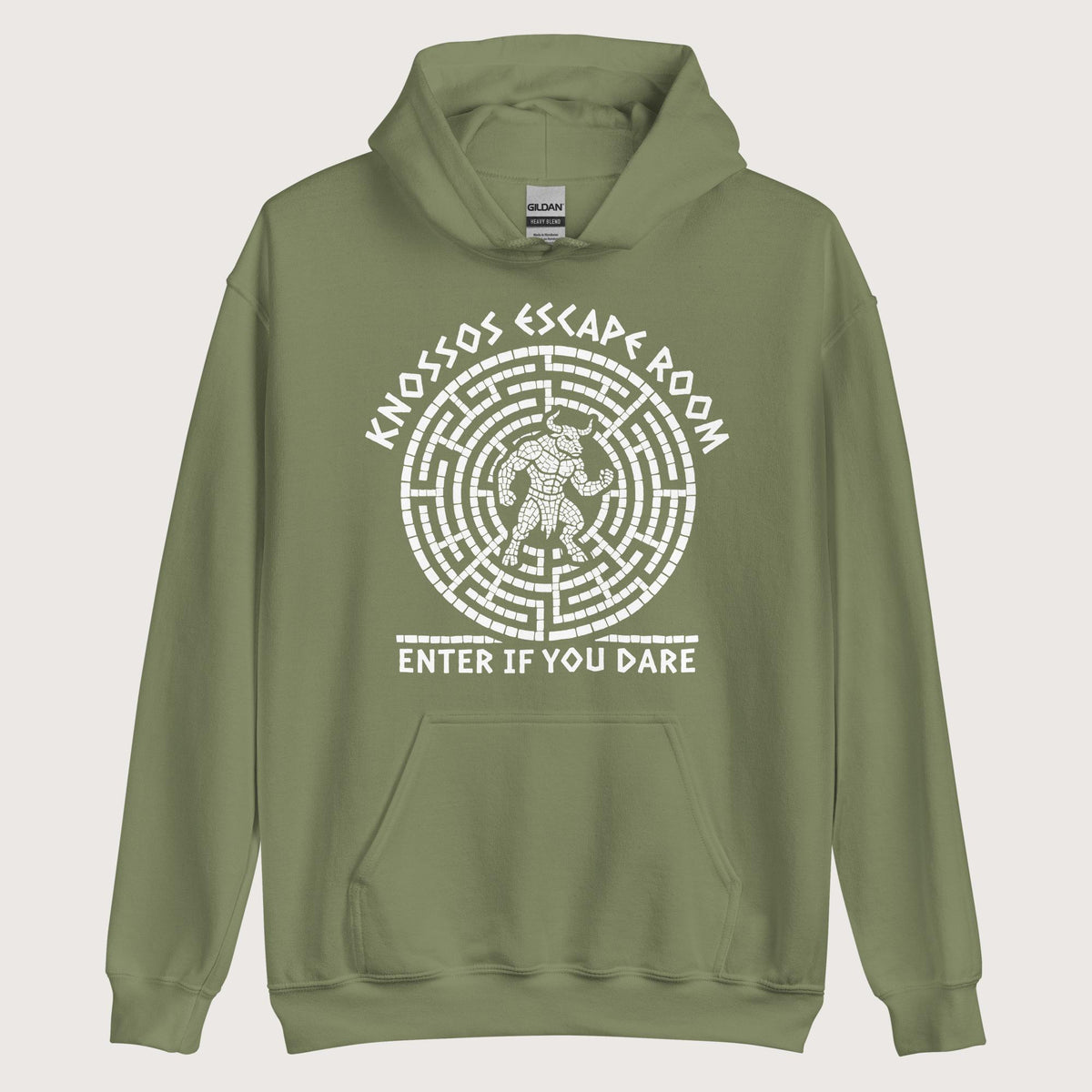 Military Green Knossos Escape Room Enter If You Dare Hoodie - history buff gift by HistoHead