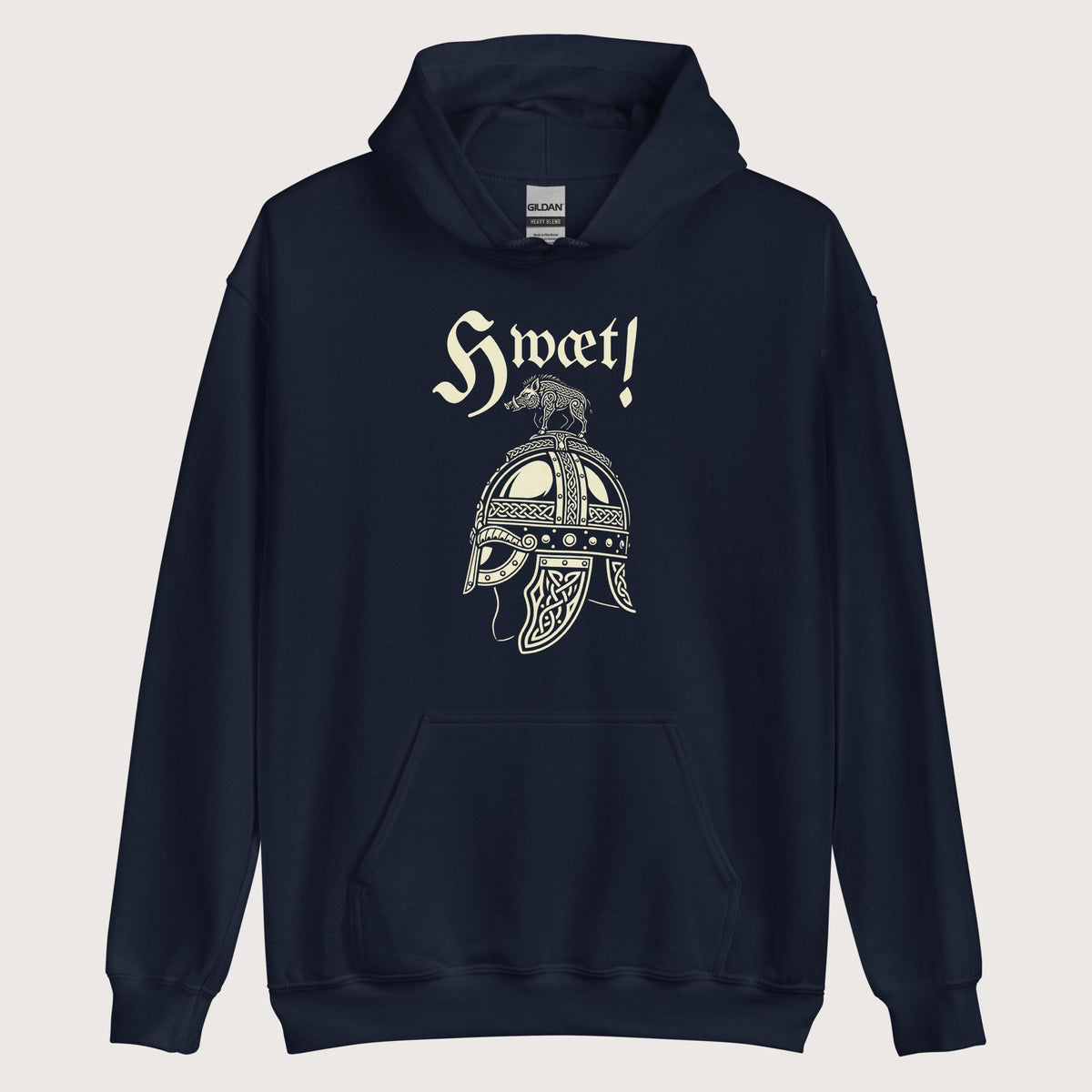Navy Hwæt Boar-Crested Helmet Hoodie - history buff gift by HistoHead