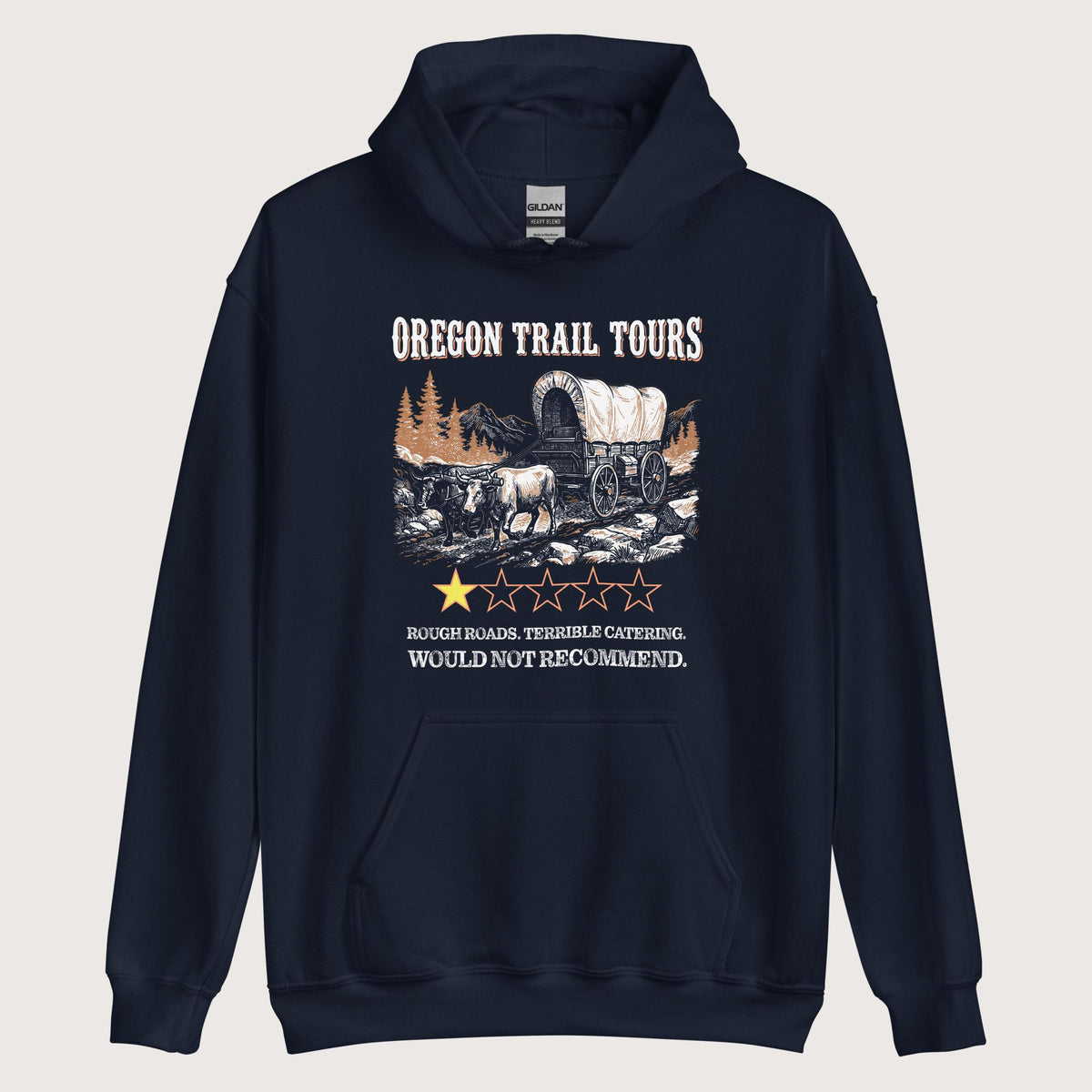 Navy Oregon Trail Tours Review Hoodie - history buff gift by HistoHead
