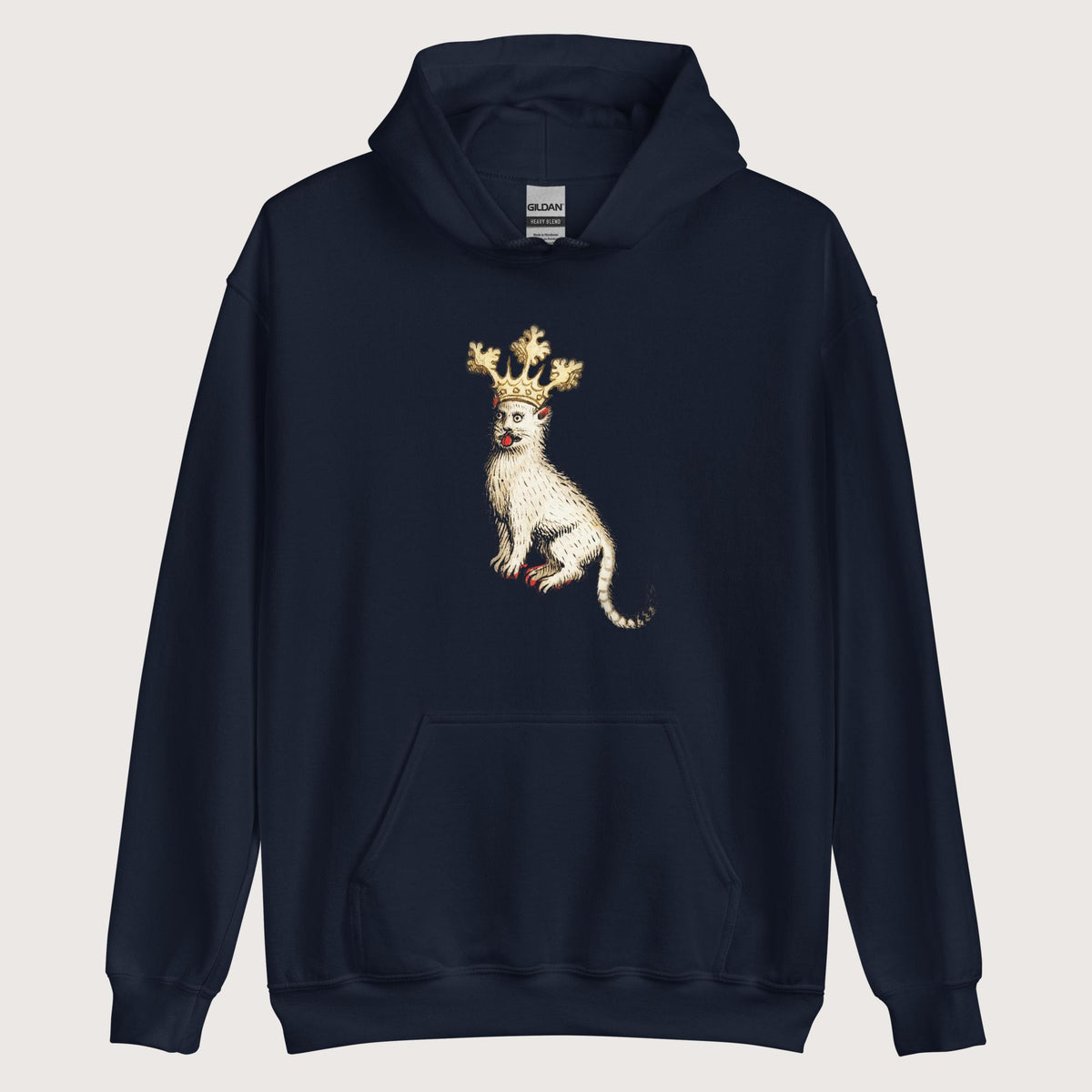 Navy Medieval Cat King Hoodie - history buff gift by HistoHead