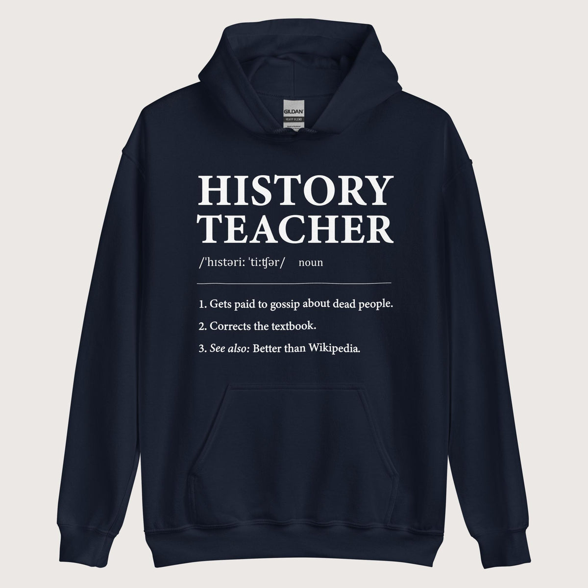 Navy History Teacher Definition Hoodie - history buff gift by HistoHead