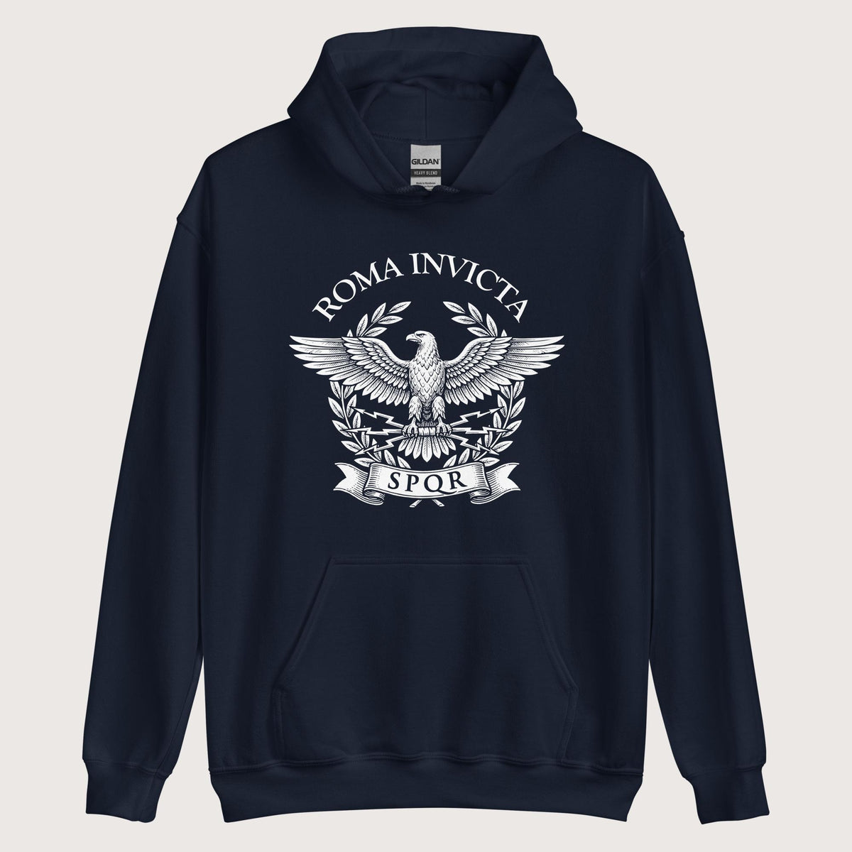 Navy Roma Invicta Hoodie - history buff gift by HistoHead