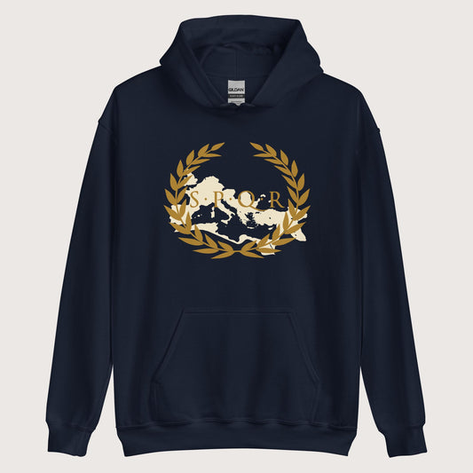 Navy Roman SPQR Banner Hoodie - history buff gift by HistoHead