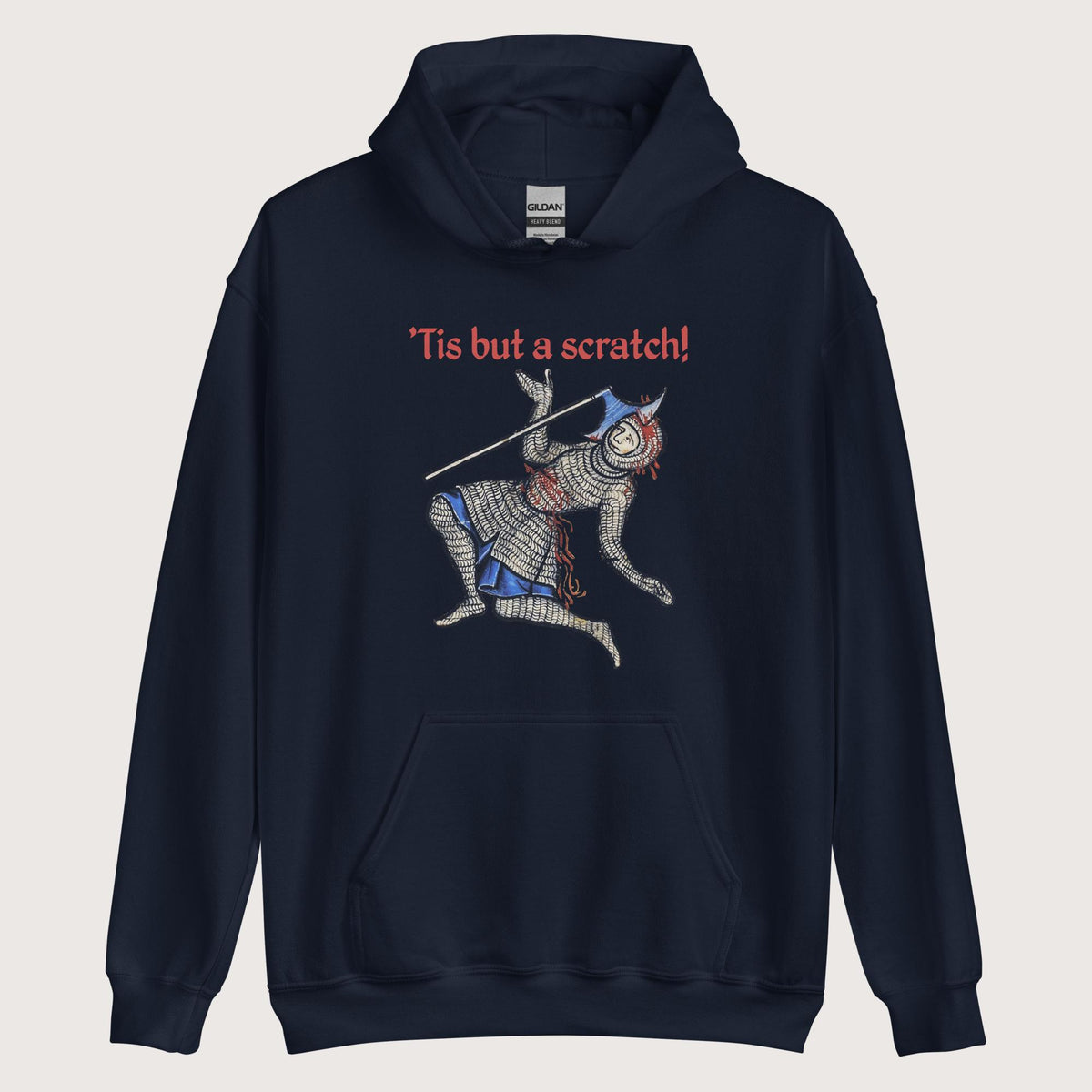 Navy Tis But A Scratch Hoodie - history buff gift by HistoHead