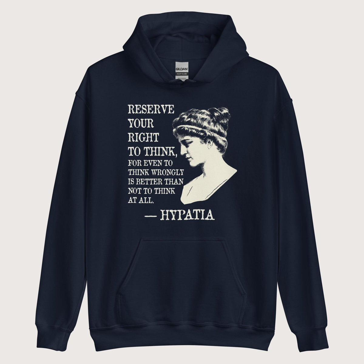 Navy Hypatia Quote Hoodie - history buff gift by HistoHead