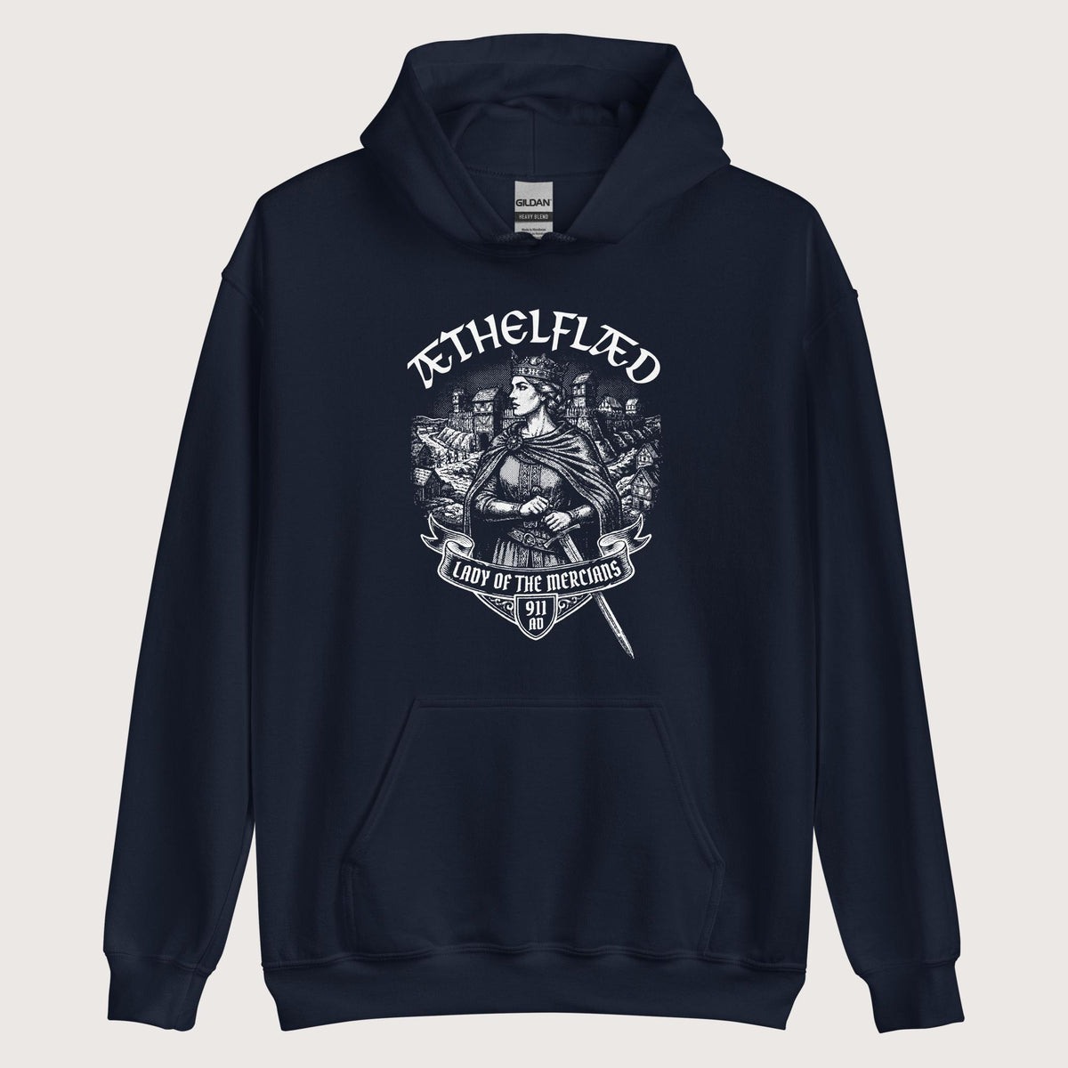 Navy Æthelflæd Lady of the Mercians Hoodie - history buff gift by HistoHead