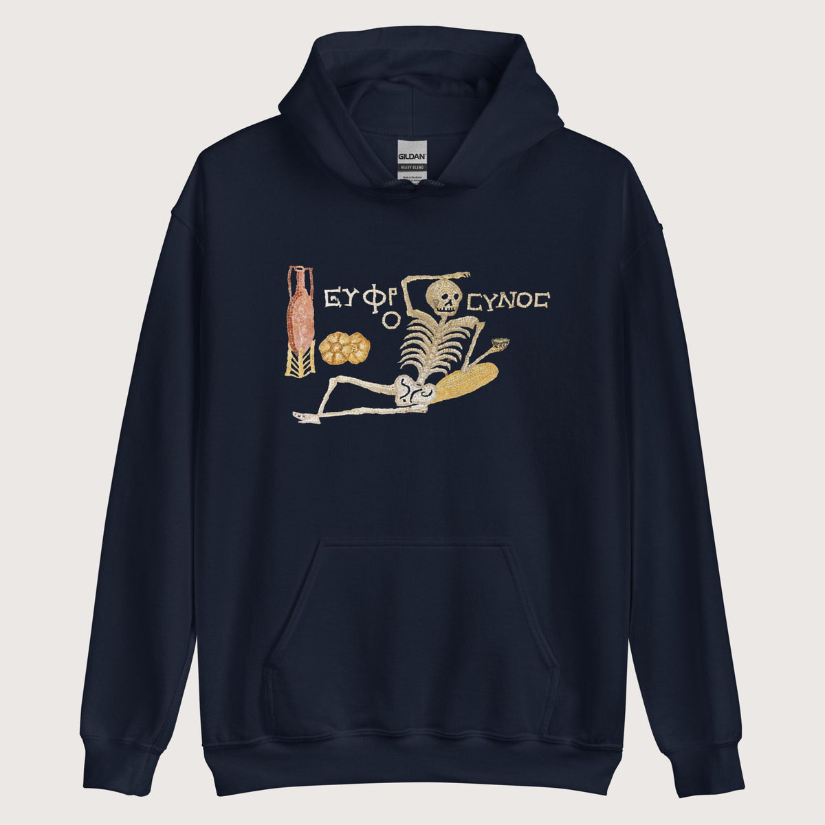 Navy Skeleton Mosaic Hoodie - history buff gift by HistoHead