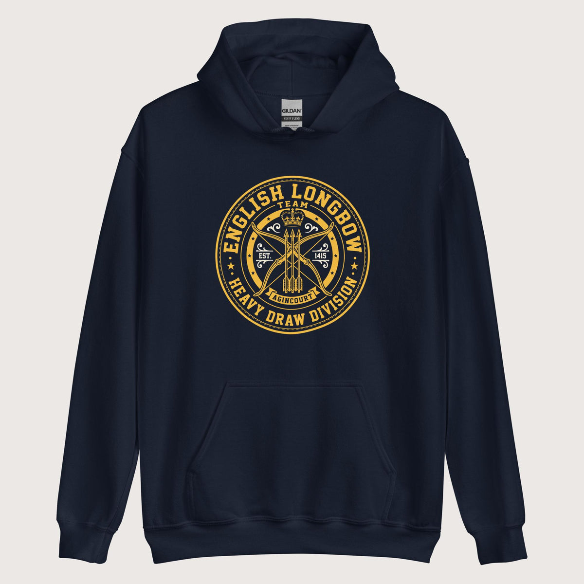 Navy English Longbow Heavy Draw Division Hoodie - history buff gift by HistoHead