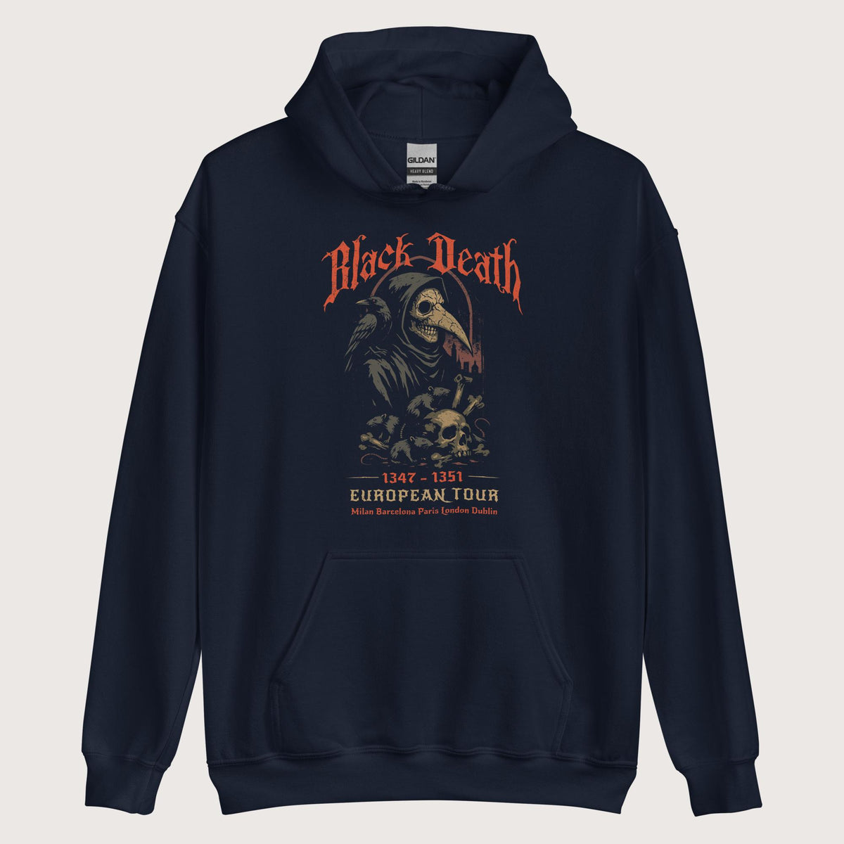 Navy Black Death European Tour Hoodie - history buff gift by HistoHead