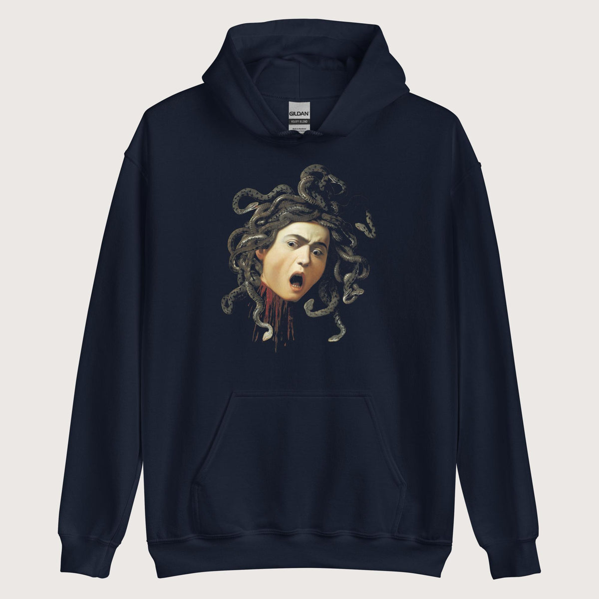 Navy Medusa by Caravaggio Hoodie - history buff gift by HistoHead