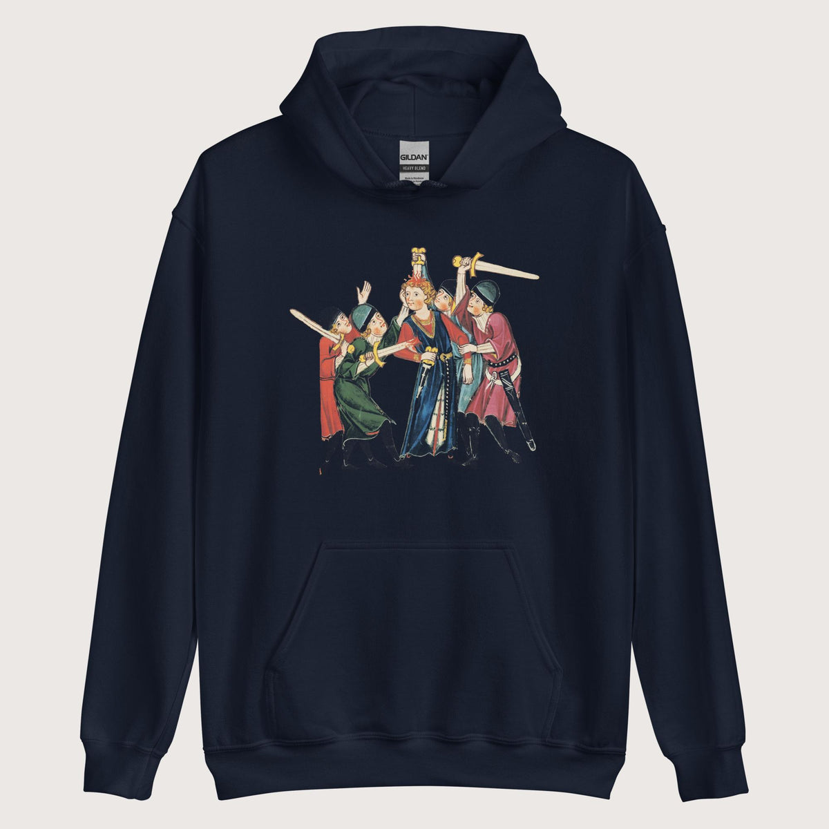 Navy Medieval Positivity Hoodie - history buff gift by HistoHead
