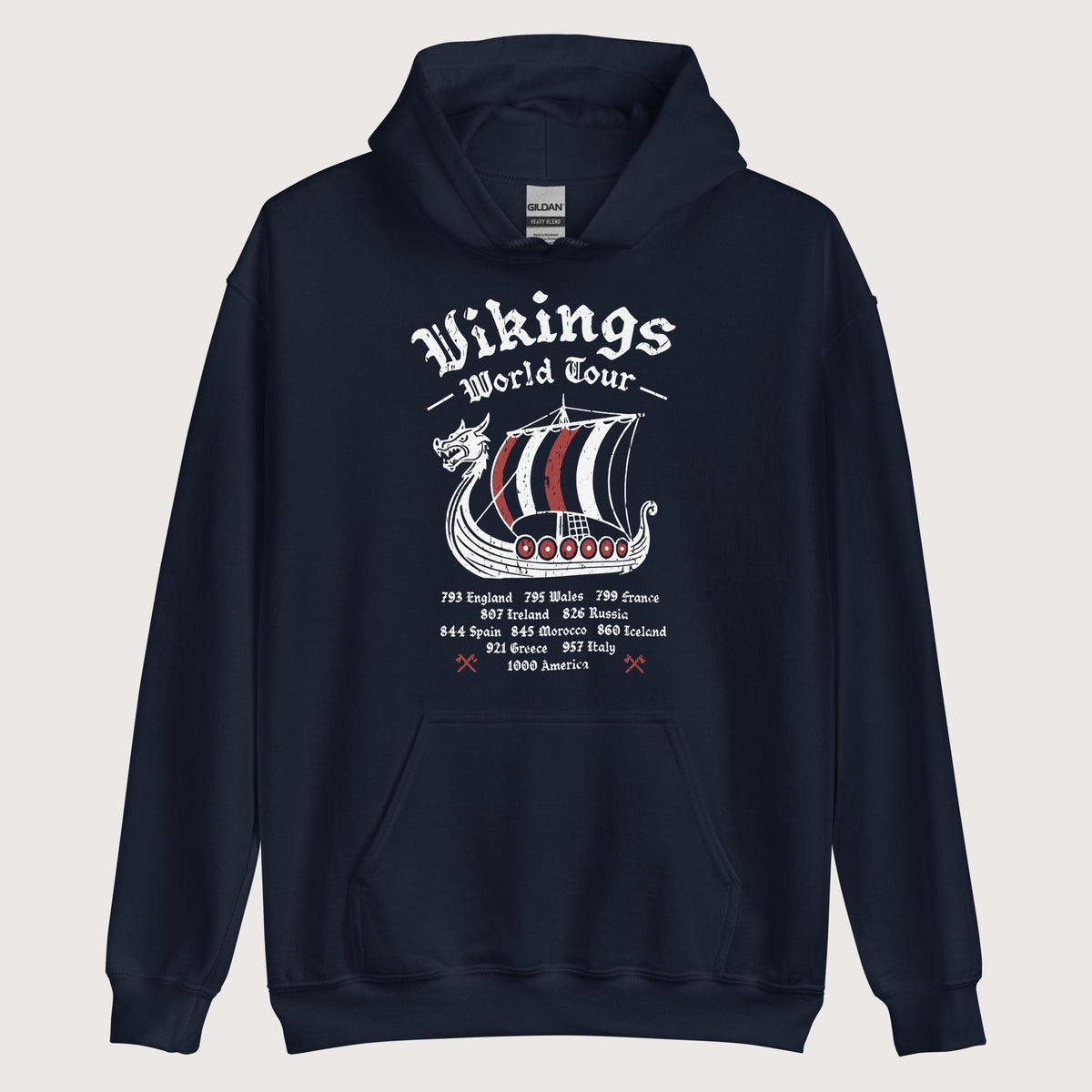 Navy Vikings World Tour Hoodie - history buff gift by HistoHead