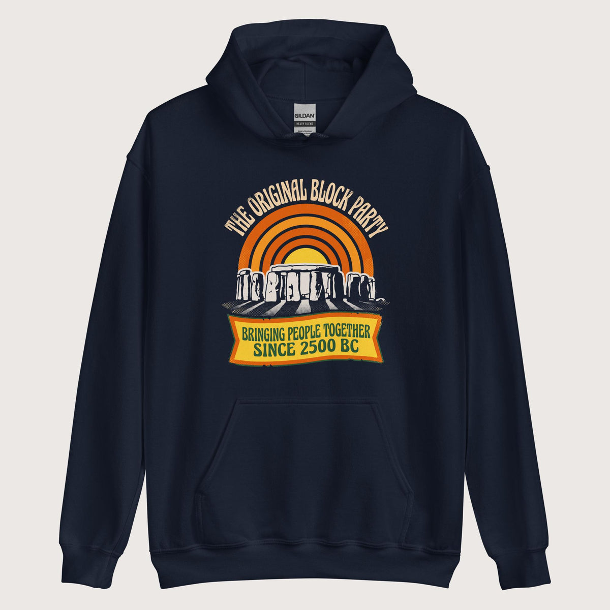 Navy Stonehenge Block Party Hoodie - history buff gift by HistoHead