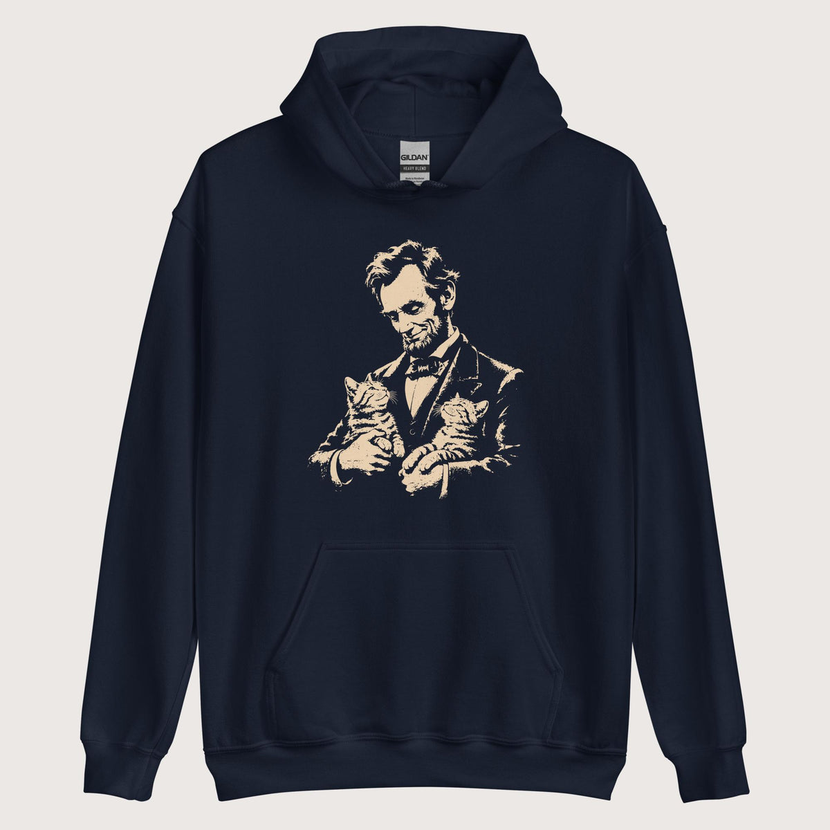 Navy Lincoln's Cats Hoodie - history buff gift by HistoHead