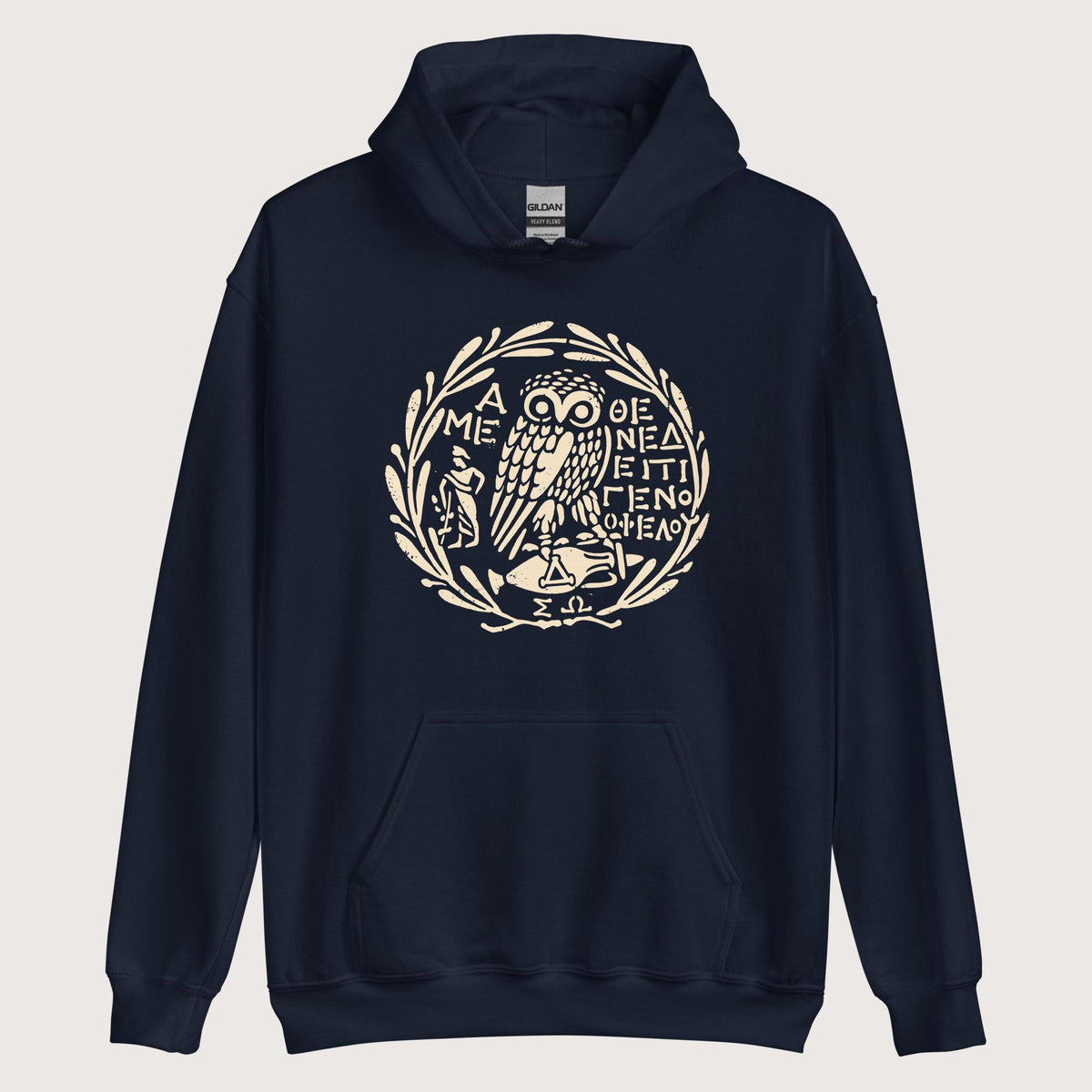 Navy Owl of Athena 2 Hoodie - history buff gift by HistoHead