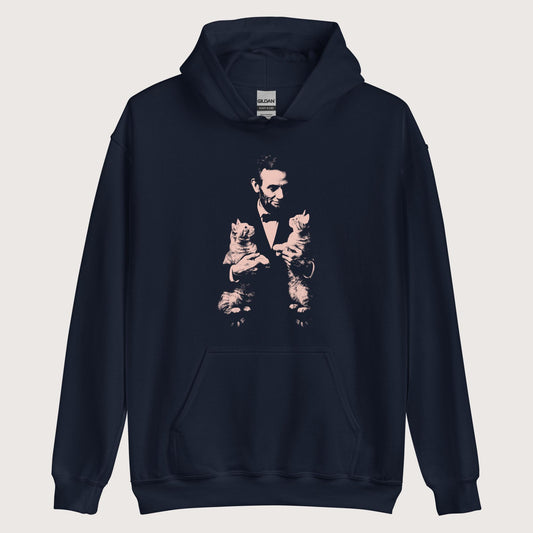 Navy Lincoln Kittens Hoodie - history buff gift by HistoHead