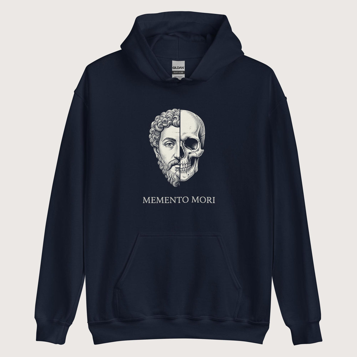 Navy Marcus Aurelius Skull Hoodie - history buff gift by HistoHead