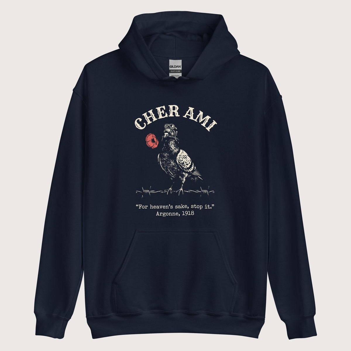 Navy Cher Ami Hoodie - history buff gift by HistoHead