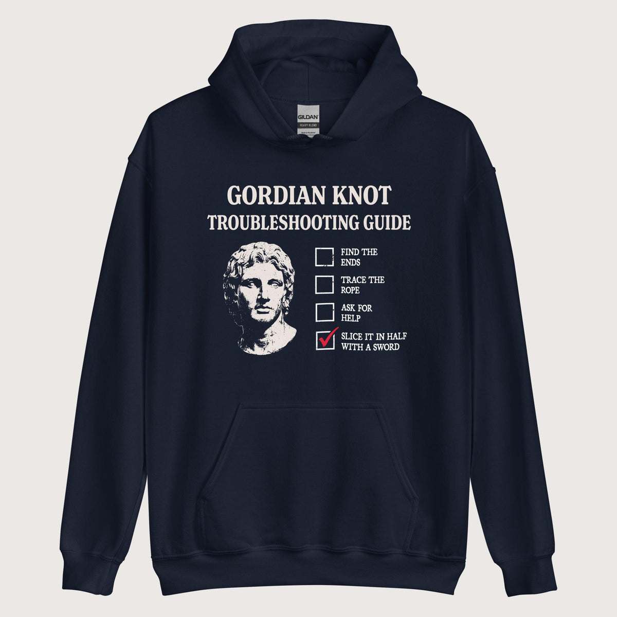 Navy Alexander's Gordian Knot Guide Hoodie - history buff gift by HistoHead