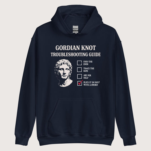 Navy Alexander's Gordian Knot Guide Hoodie - history buff gift by HistoHead