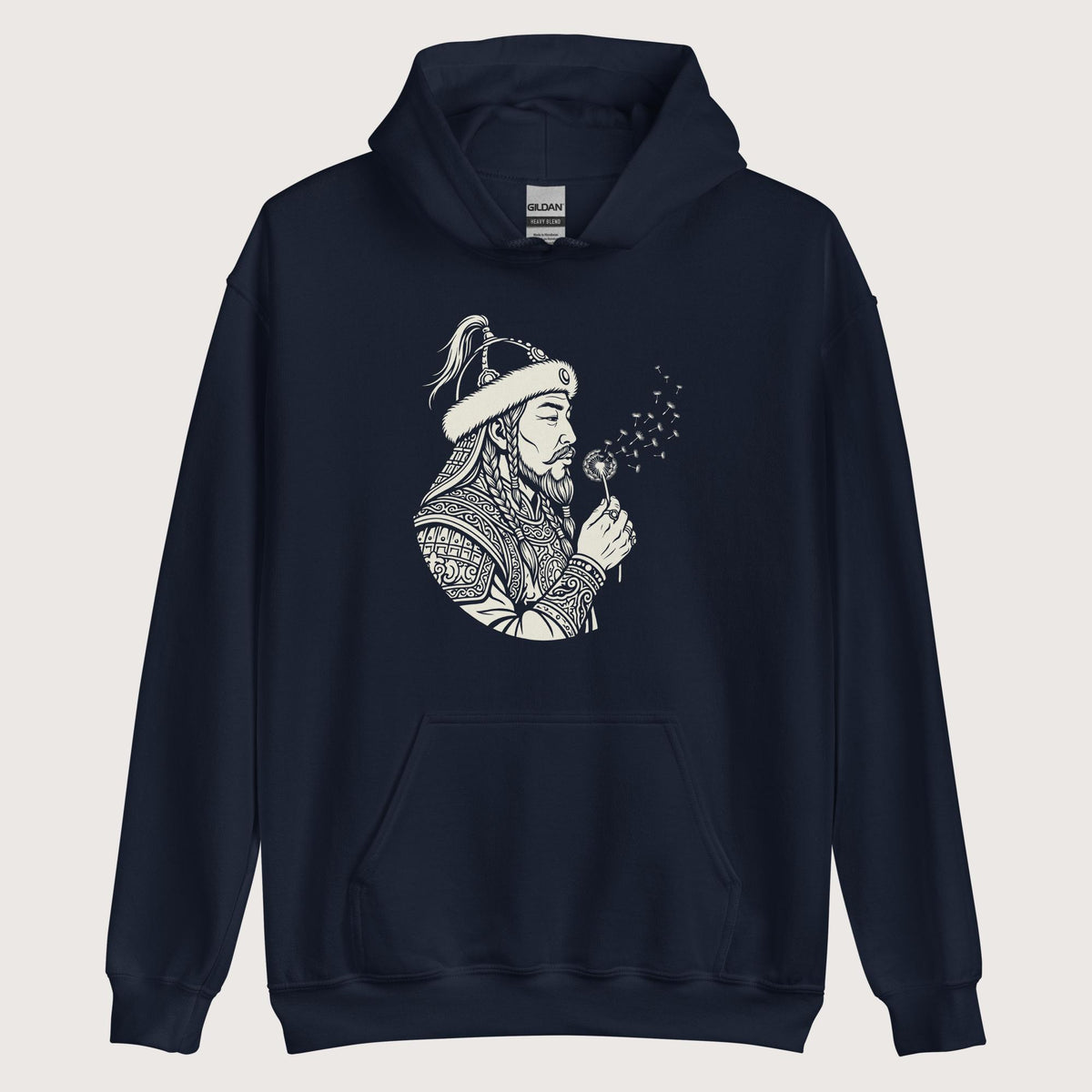 Navy Genghis Khan Blowing Wishes Hoodie - history buff gift by HistoHead