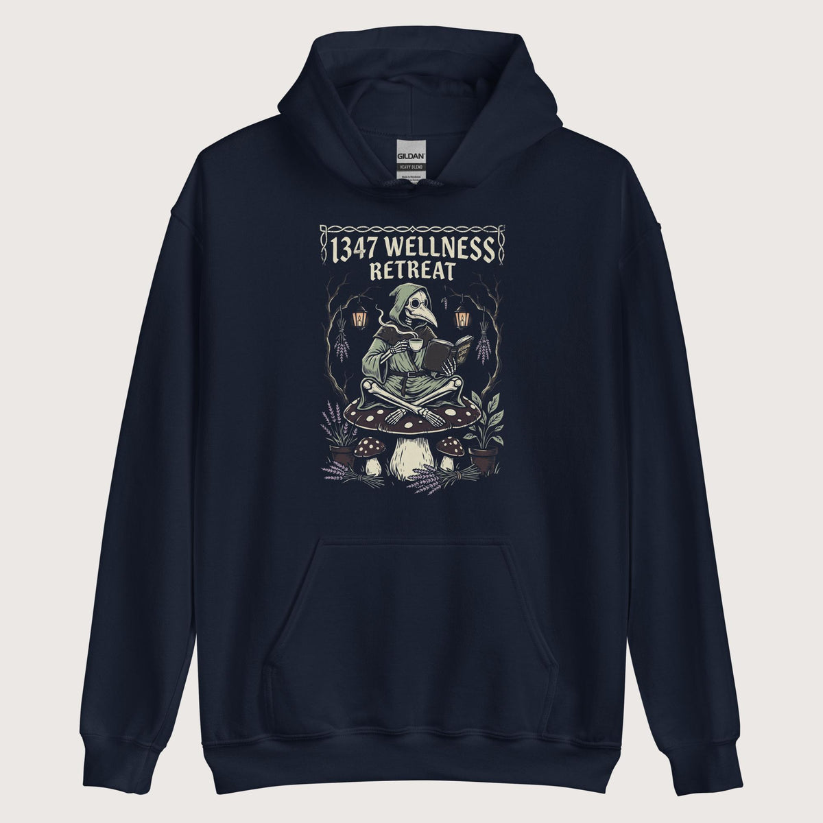 Navy Plague Doctor Wellness Retreat Hoodie - history buff gift by HistoHead
