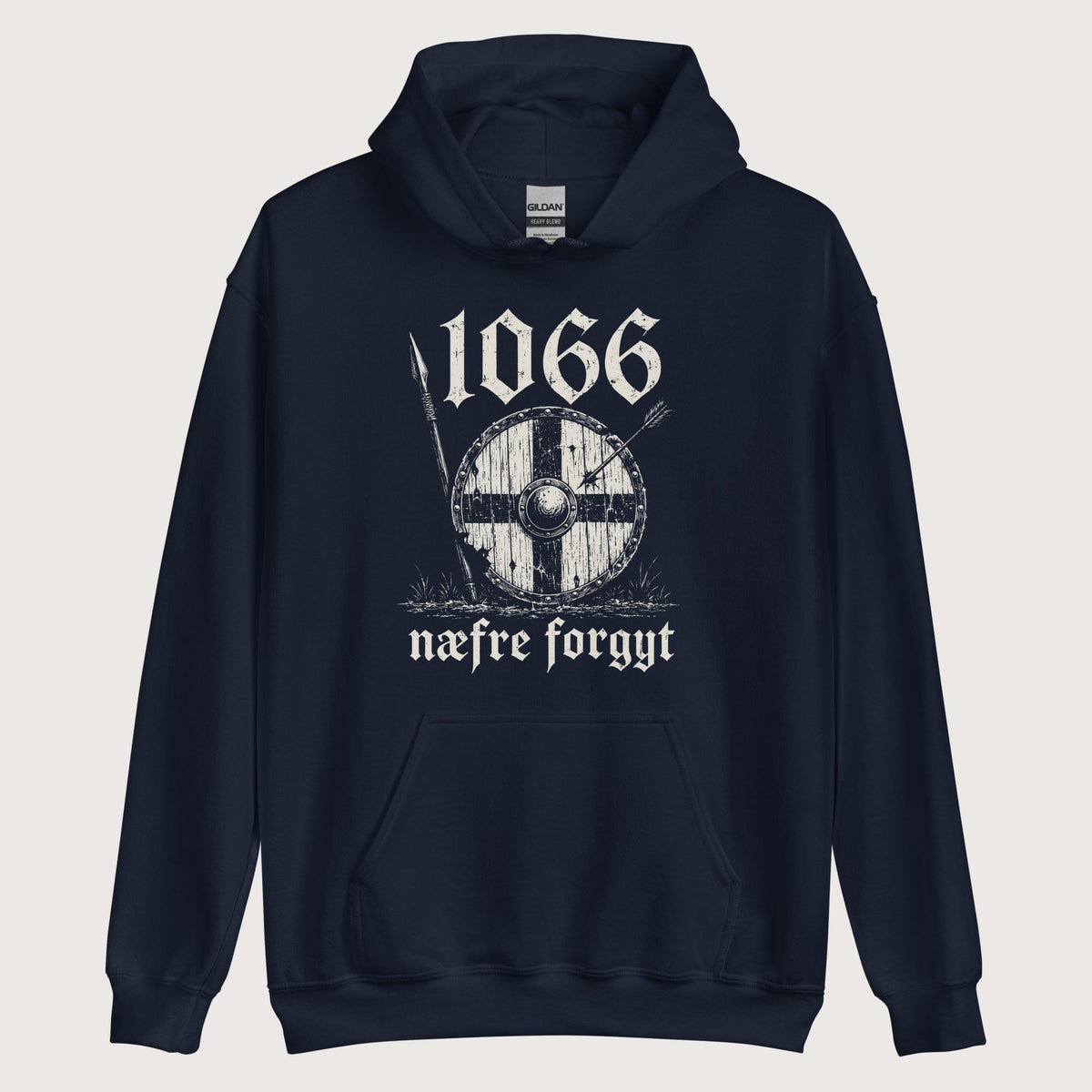 Navy 1066 Never Forget in Old English Hoodie - history buff gift by HistoHead