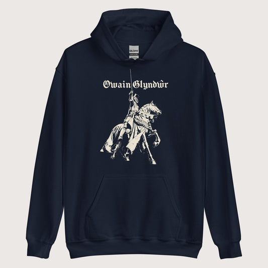 Navy Owain Glyndŵr Statue Hoodie - history buff gift by HistoHead