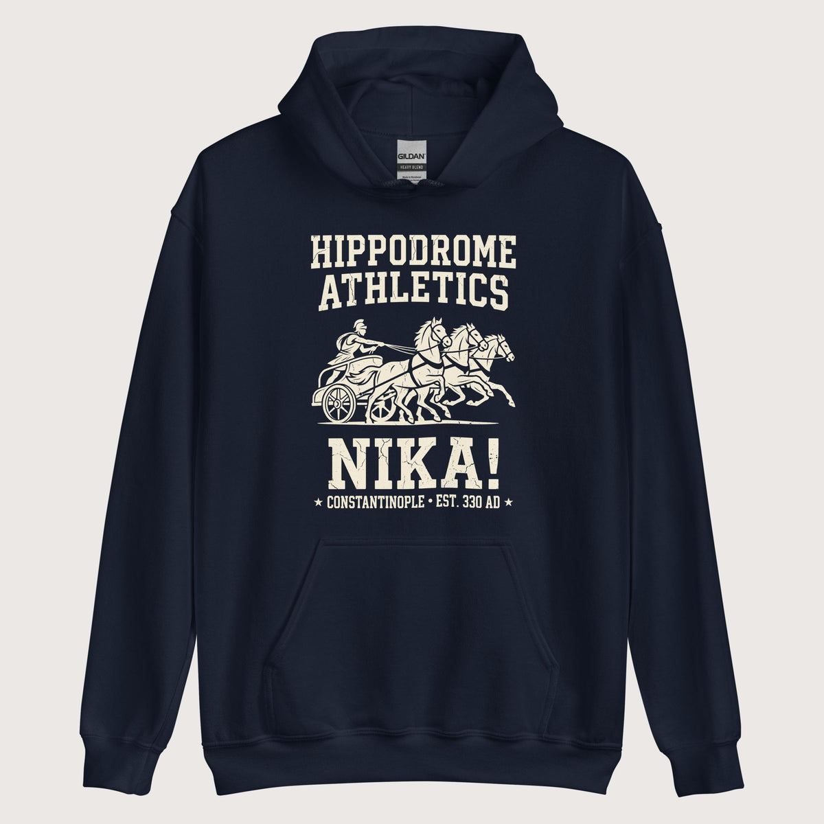 Navy Hippodrome Athletics Hoodie - history buff gift by HistoHead