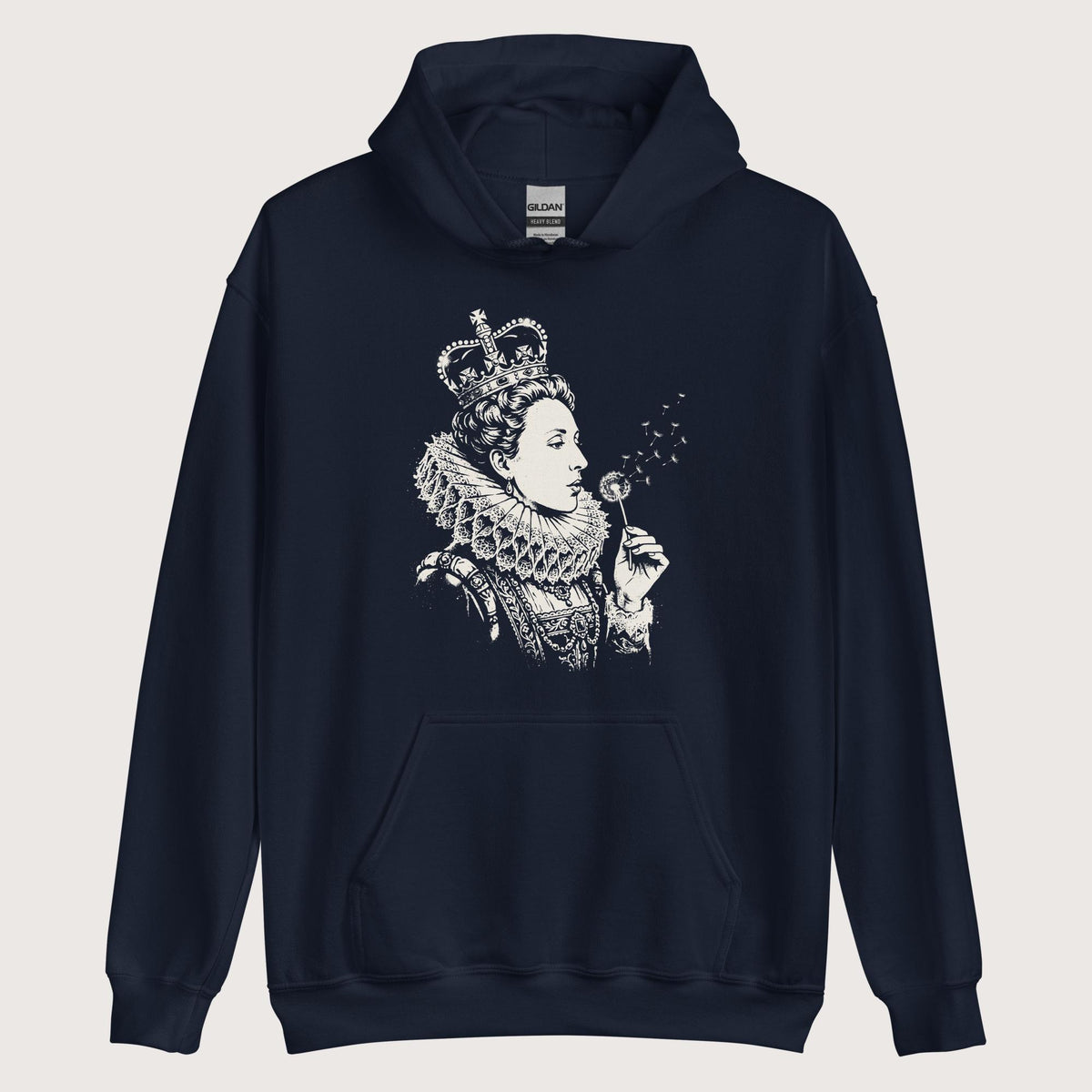Navy Elizabeth I Blowing Wishes Hoodie - history buff gift by HistoHead